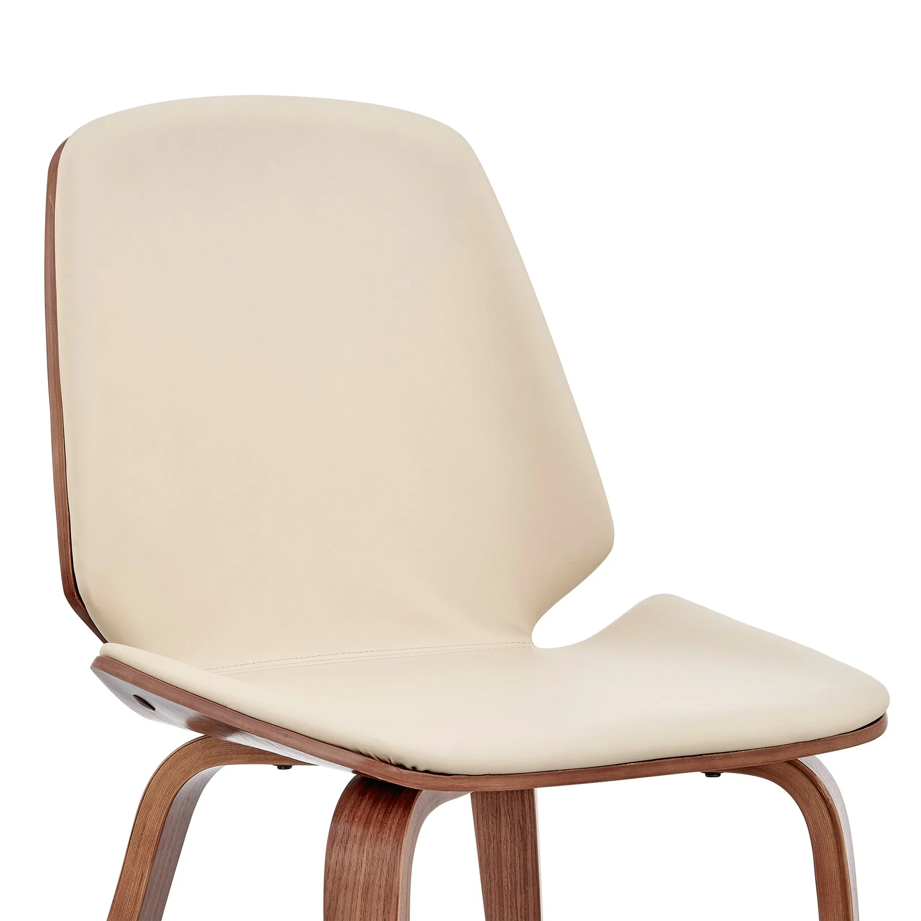 Brinley Cream Faux Leather and Walnut Wood Dining Room Accent Chair - Image 6