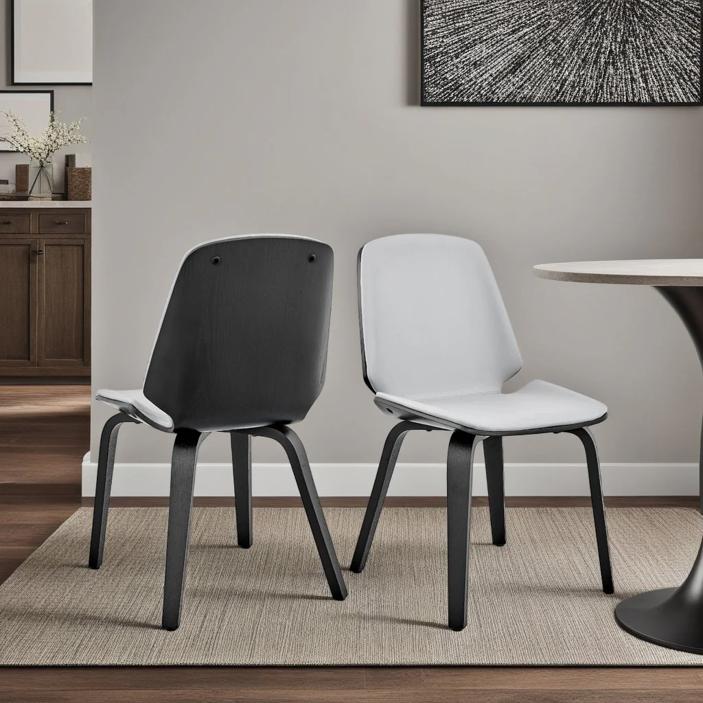 Brinley Gray Faux Leather and Black Wood Dining Room Accent Chair - Image 11