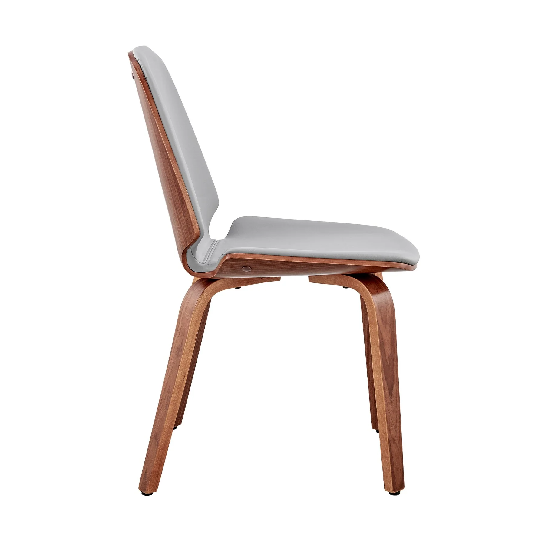 Brinley Gray Faux Leather and Walnut Wood Dining Room Accent Chair - Image 3