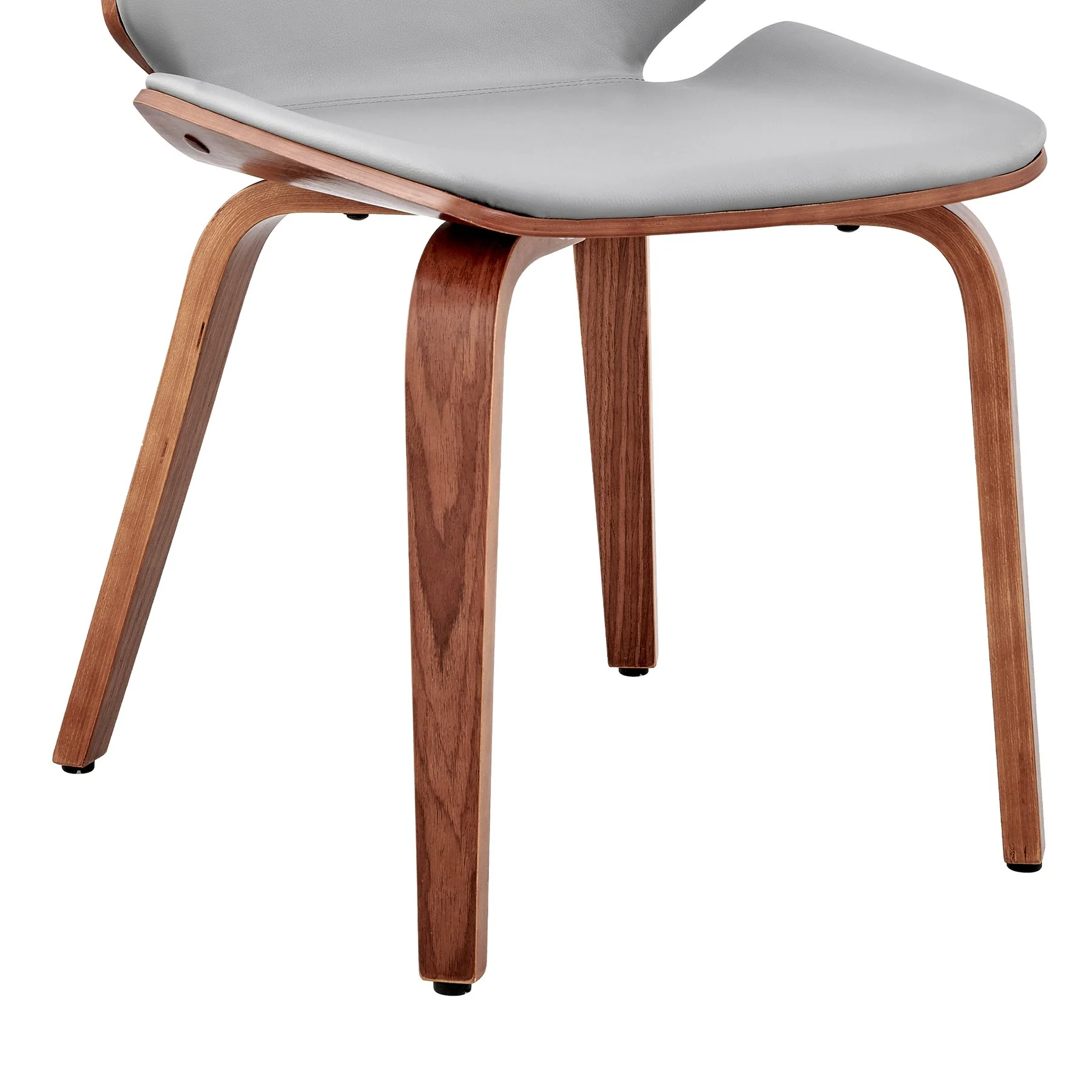Brinley Gray Faux Leather and Walnut Wood Dining Room Accent Chair - Image 8