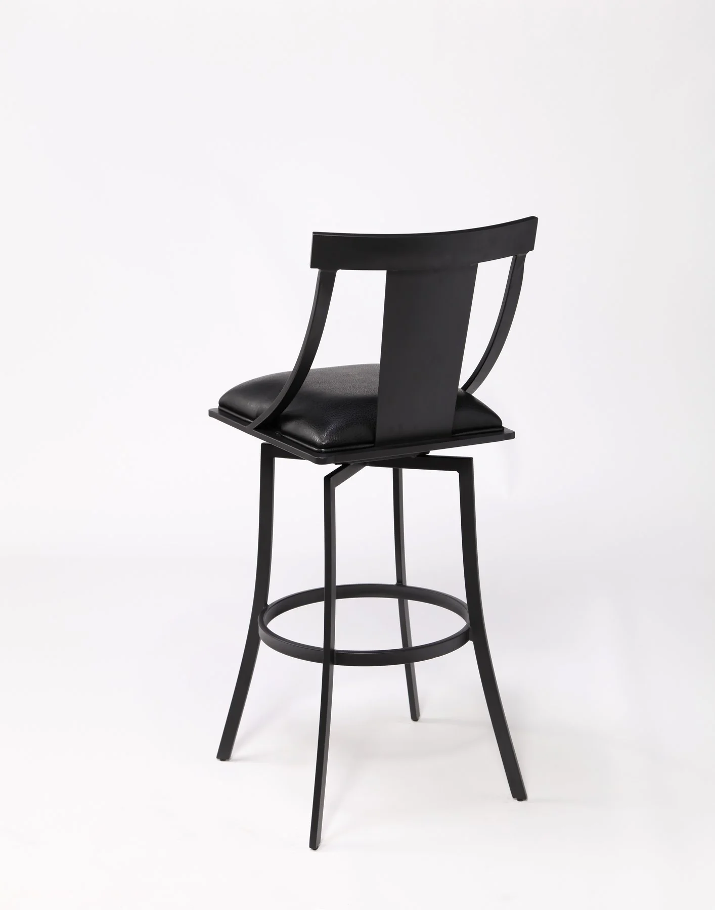 Brisbane Contemporary 26" Counter Height Barstool in Matte Black Finish and Black Faux Leather - Image 2