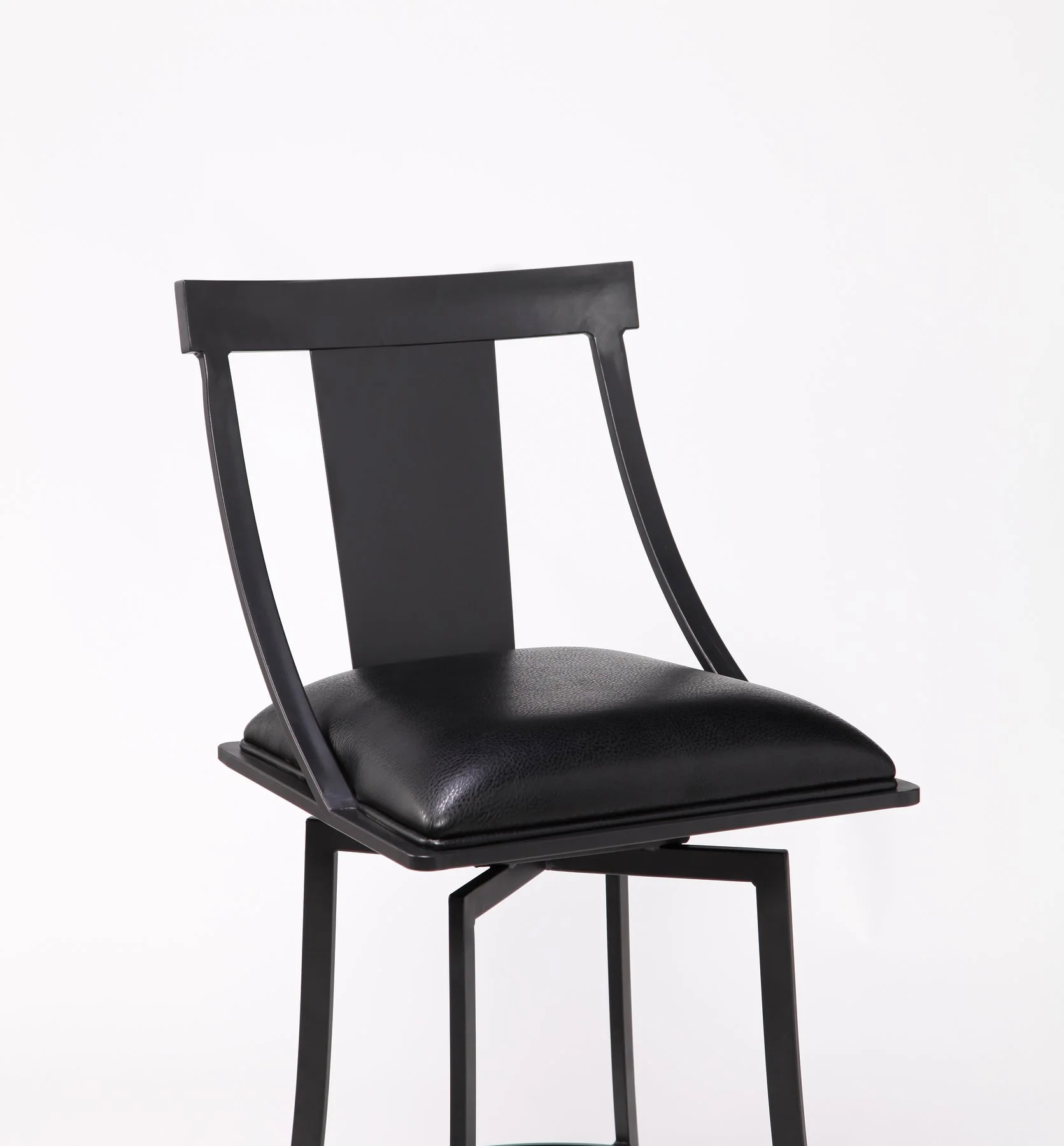 Brisbane Contemporary 26" Counter Height Barstool in Matte Black Finish and Black Faux Leather - Image 4