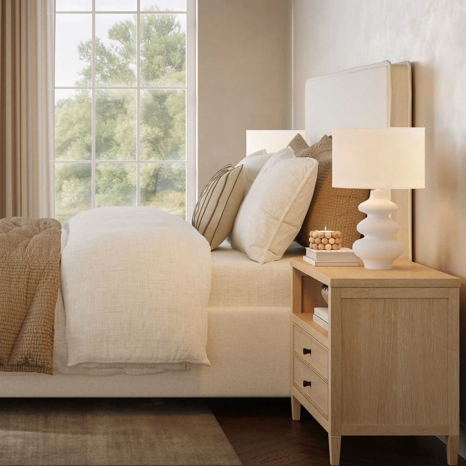 Bristol Park Whitewashed Oak Wood Nightstand - Image 2