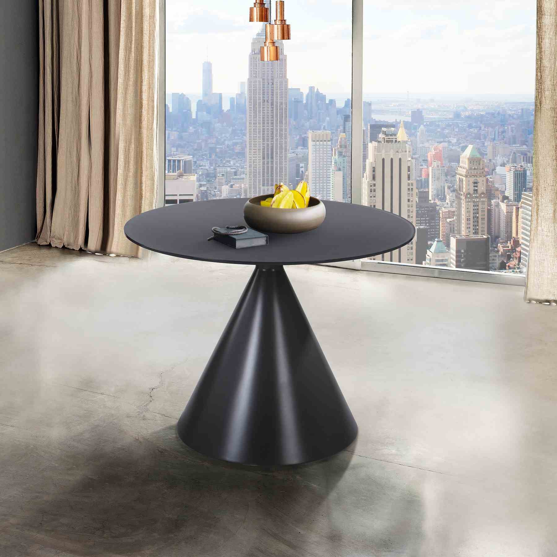 Brittany Contemporary Dining Table in Gray Matte Finish and Gray Glass Top - Image 4