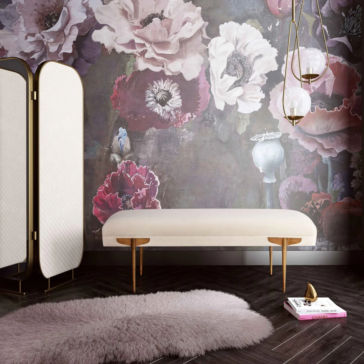 Brno White Waived Velvet Bench - Image 2
