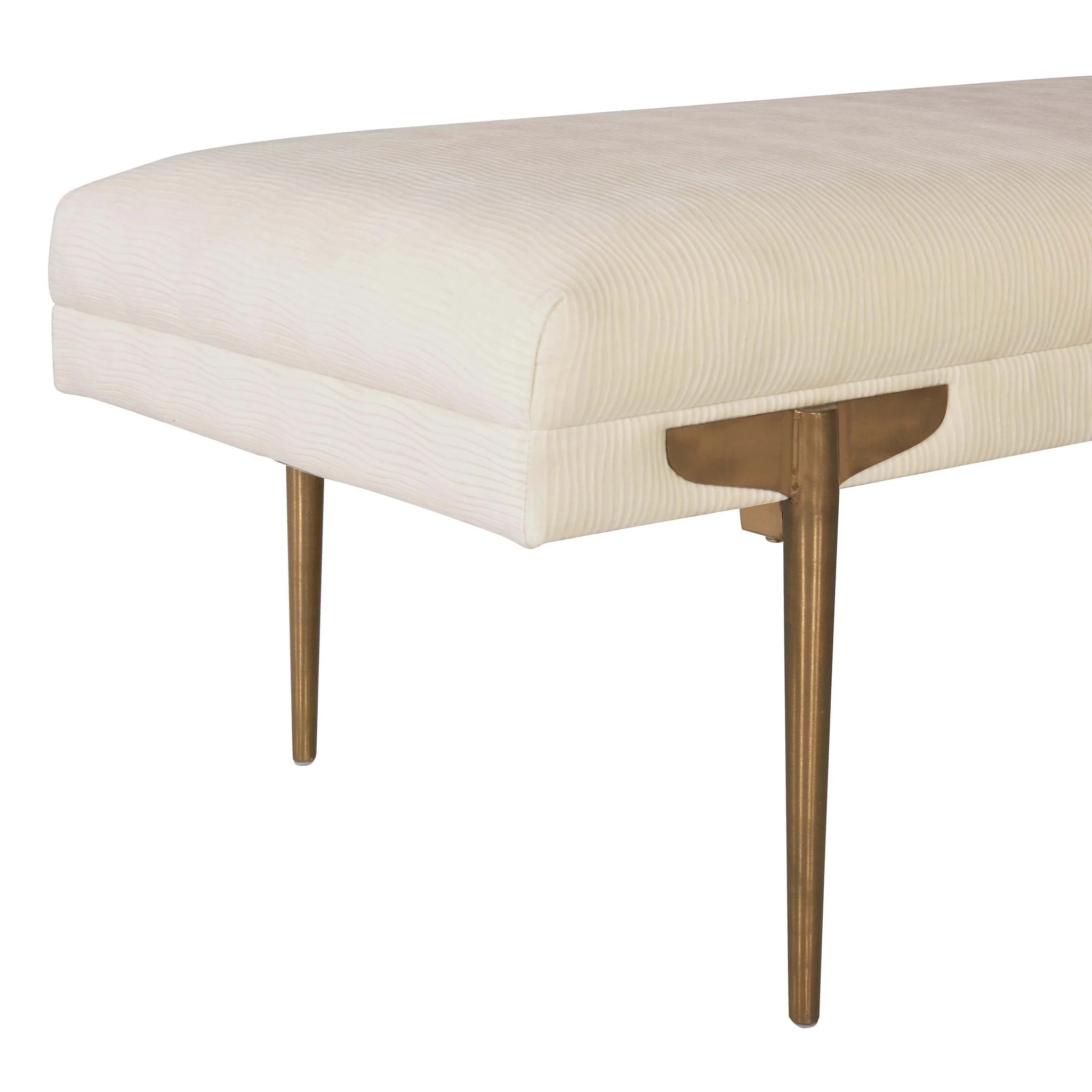 Brno White Waived Velvet Bench - Image 4
