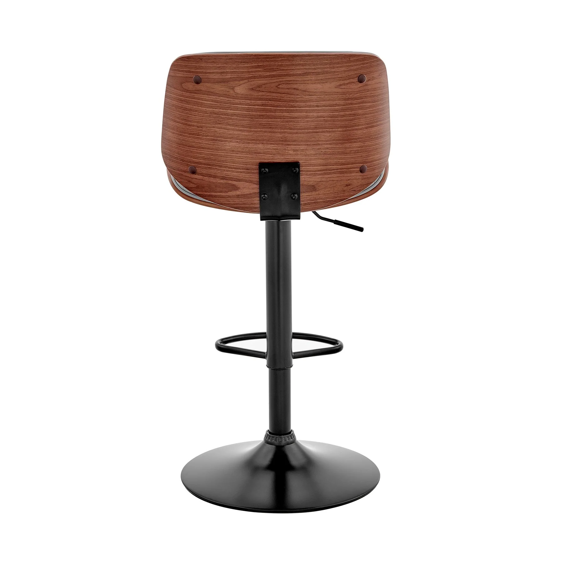 Brock Adjustable Gray Faux Leather and Walnut Wood with Black Finish Bar Stool - Image 5