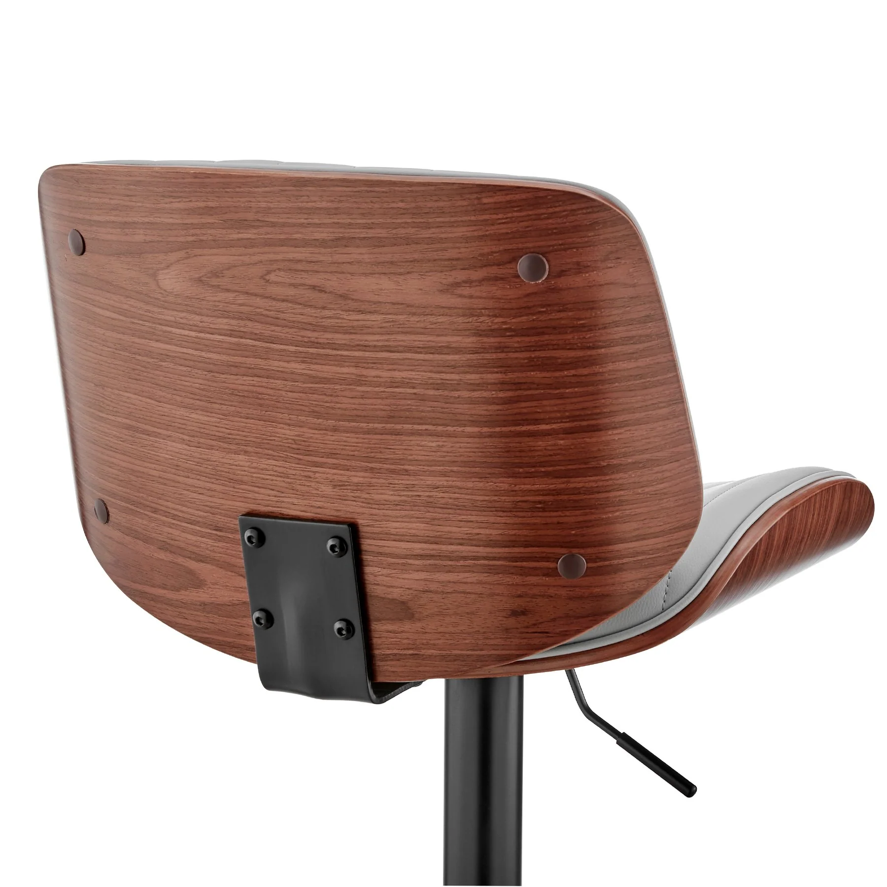 Brock Adjustable Gray Faux Leather and Walnut Wood with Black Finish Bar Stool - Image 7