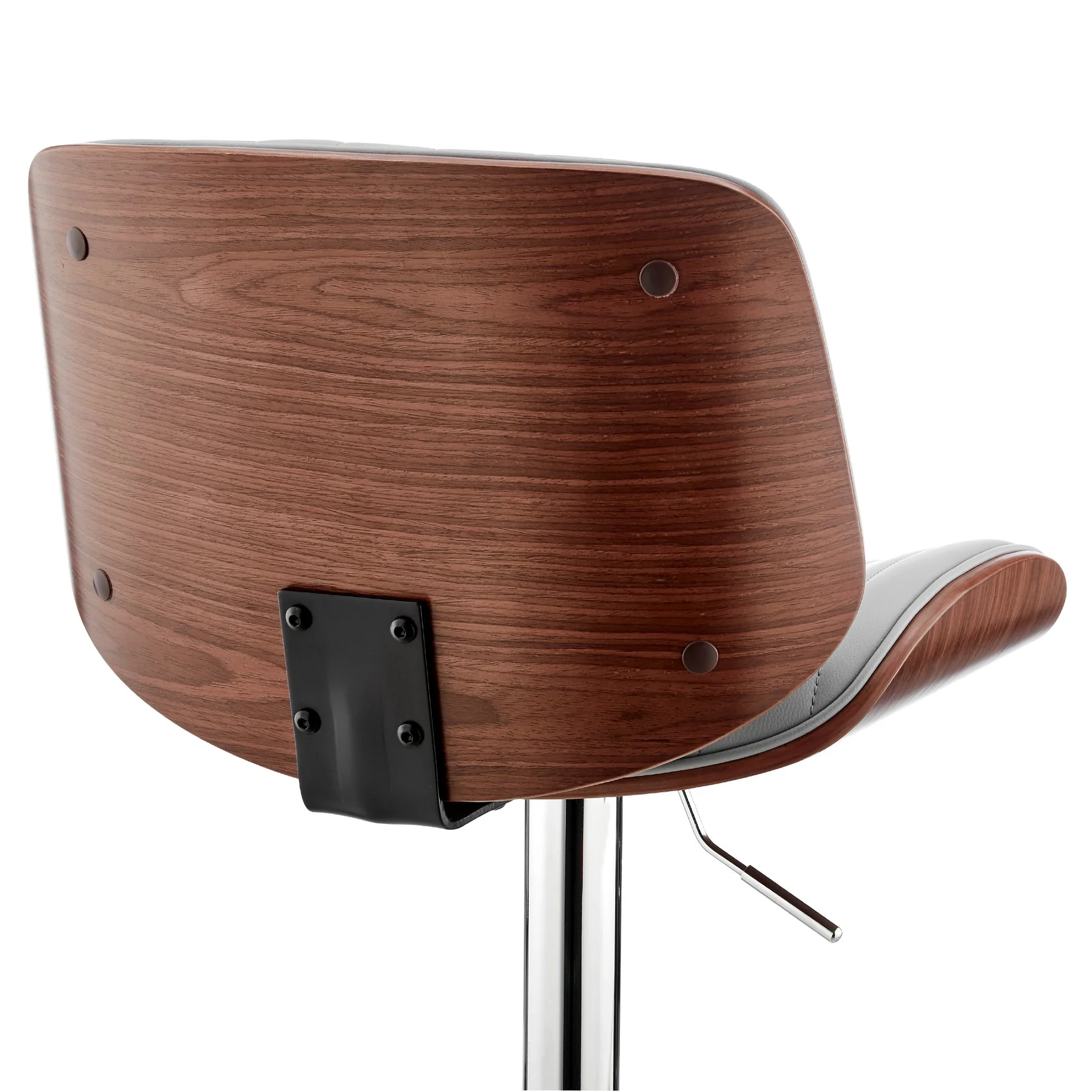 Brock Adjustable Gray Faux Leather and Walnut Wood with Chrome Finish Bar Stool - Image 7