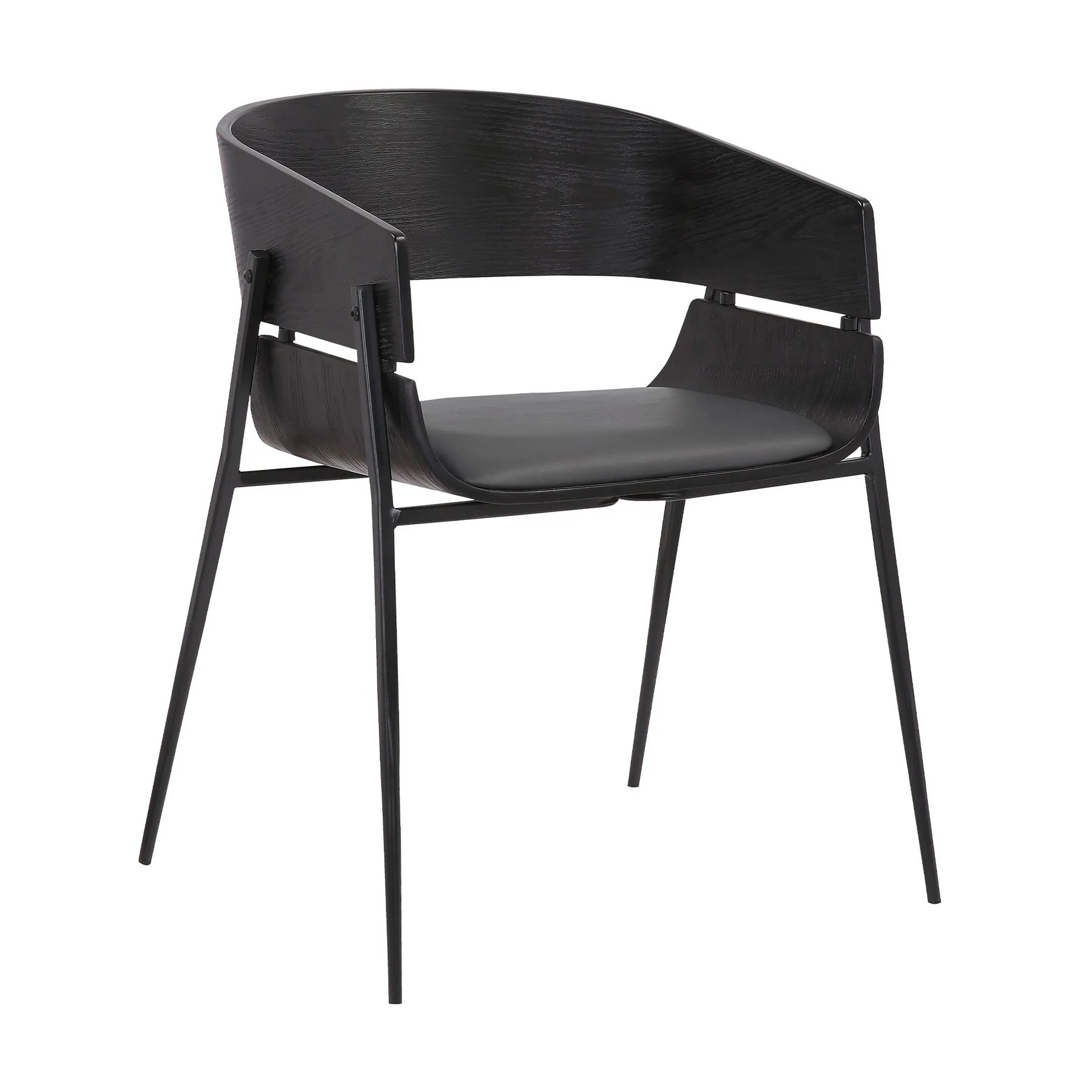 Bronte Wood and Metal Contemporary Dining Room Chairs Set of 2 - Image 2