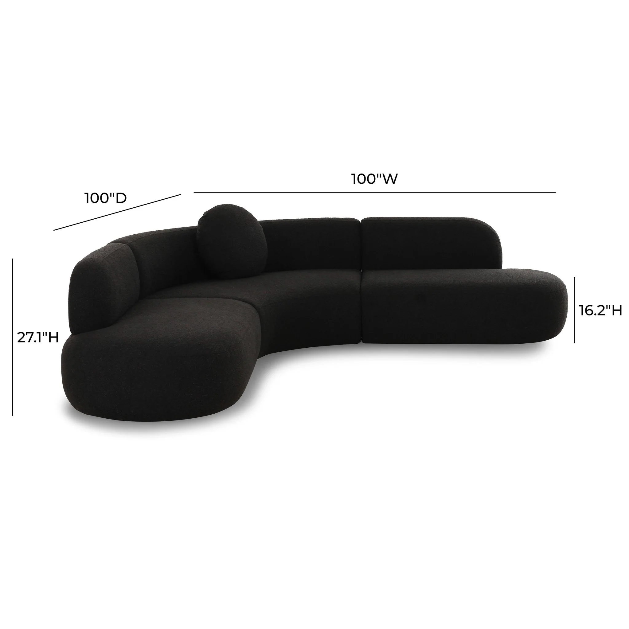 Broohah Black Boucle Sectional - Image 6