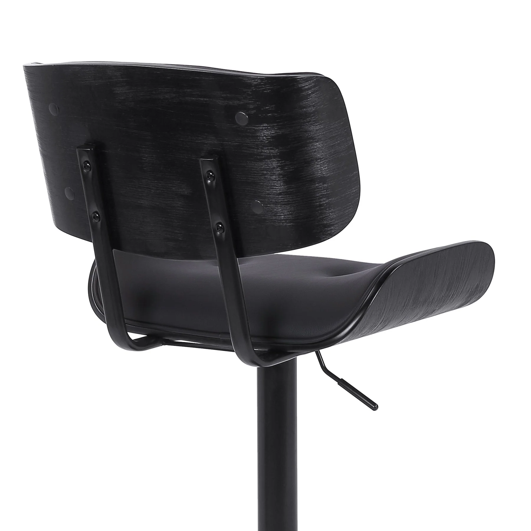 Brooklyn Adjustable Swivel Black Faux Leather and Black Wood Bar Stool with Black Base - Image 7