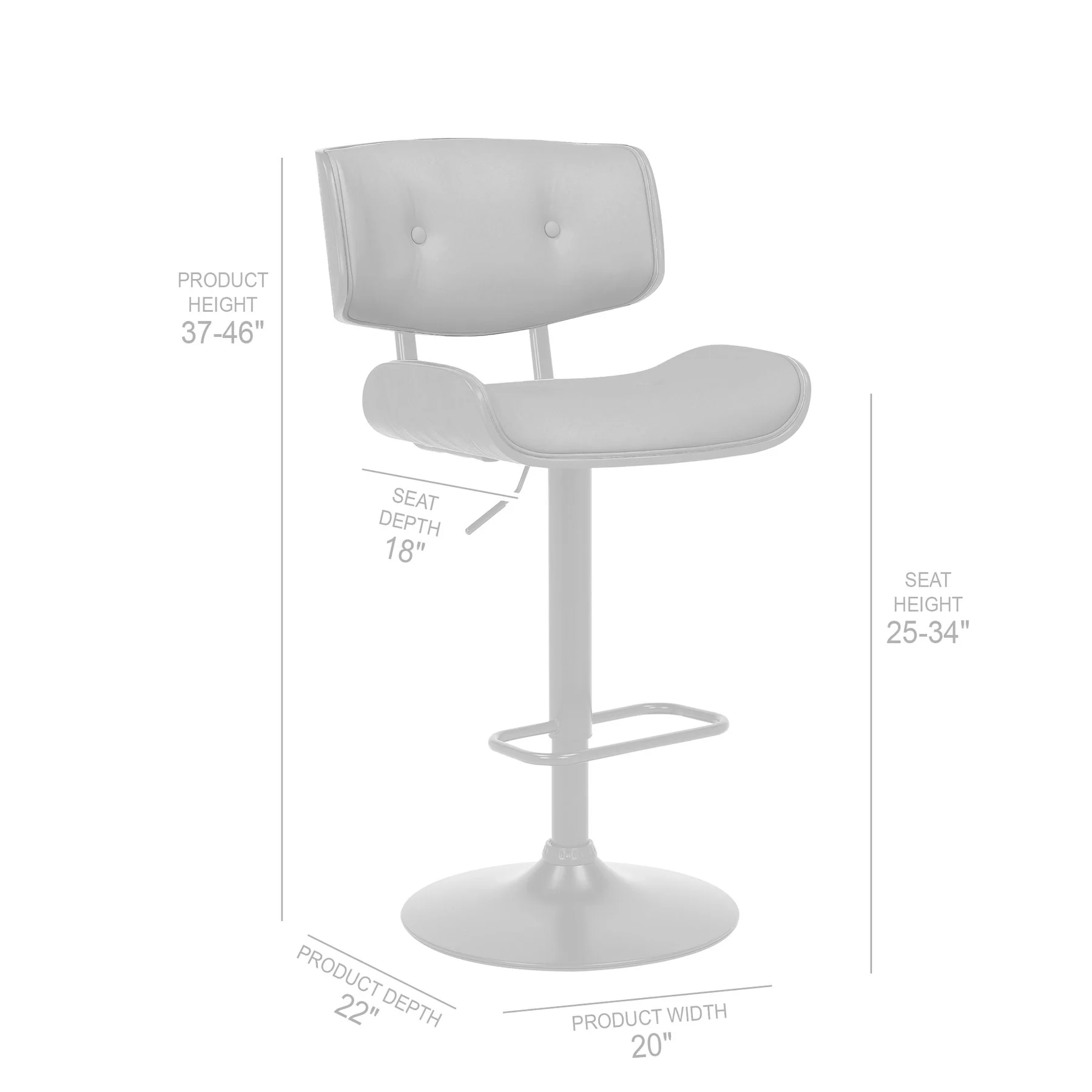 Brooklyn Adjustable Swivel Gray Faux Leather and Black Wood Bar Stool with Black Base - Image 9