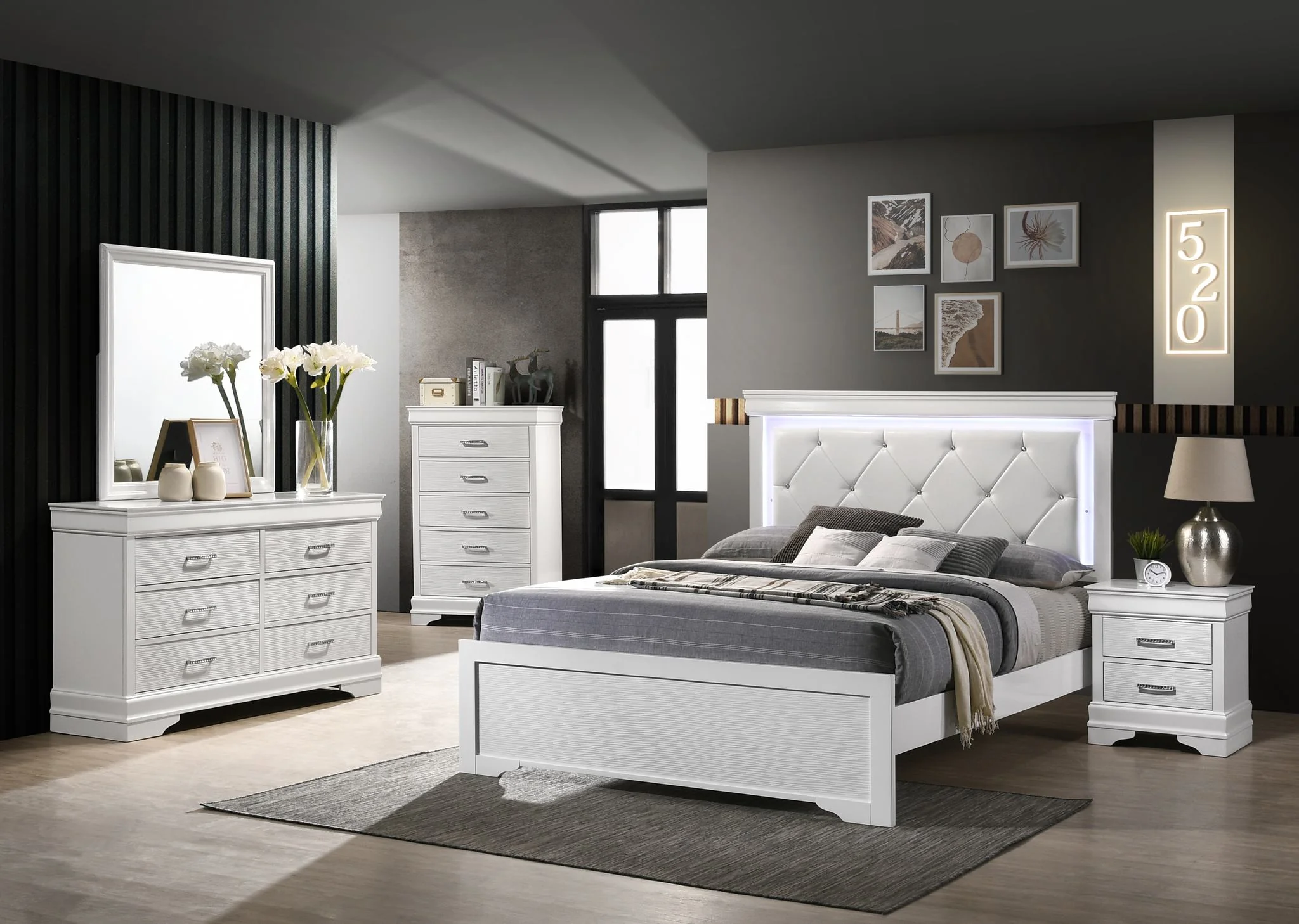 Brooklyn King 5 Bedroom Set White - Image 2