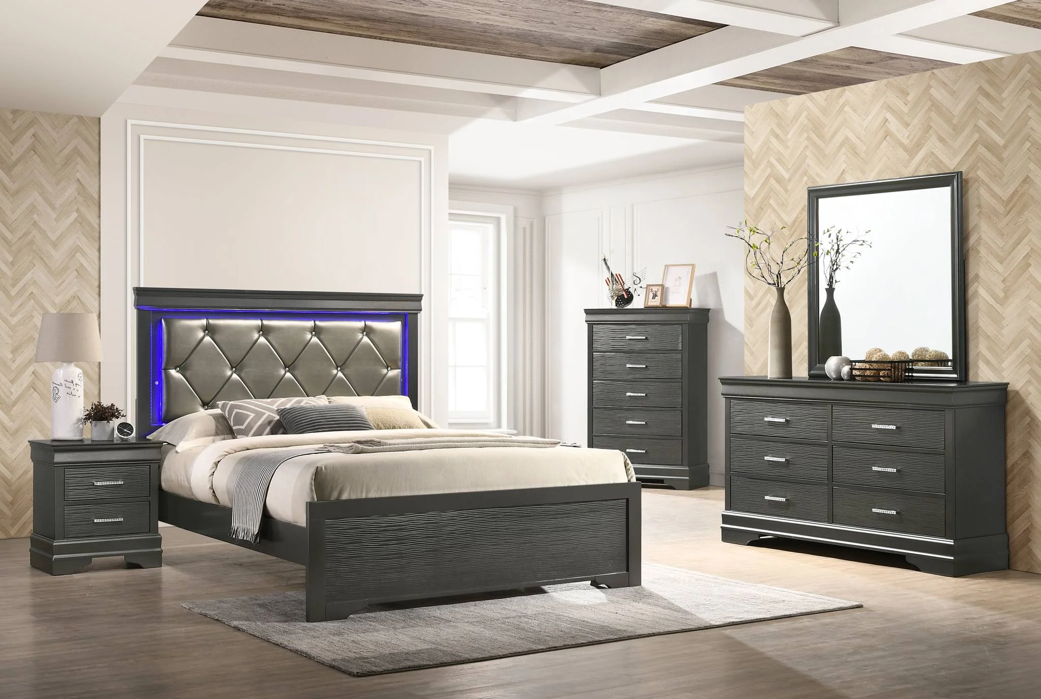 Brooklyn Queen 4 Bedroom Set Gray - Image 2