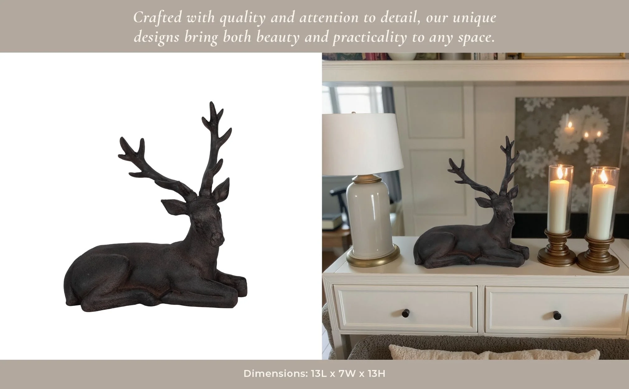 Brown Resin Deer, Sitting - Image 14