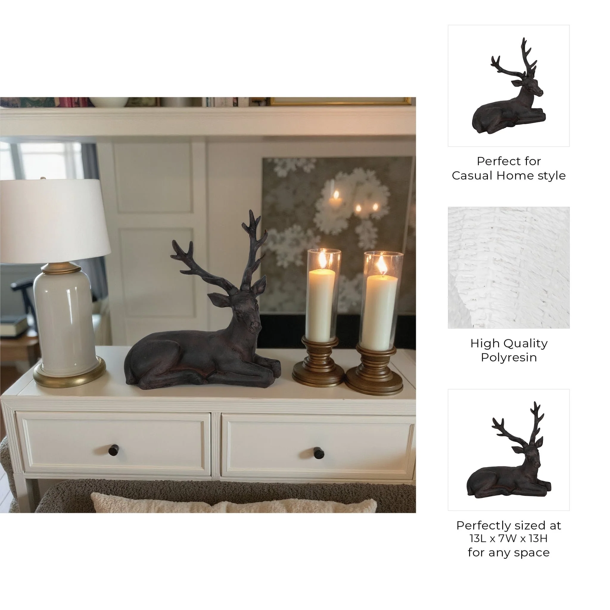 Brown Resin Deer, Sitting - Image 9