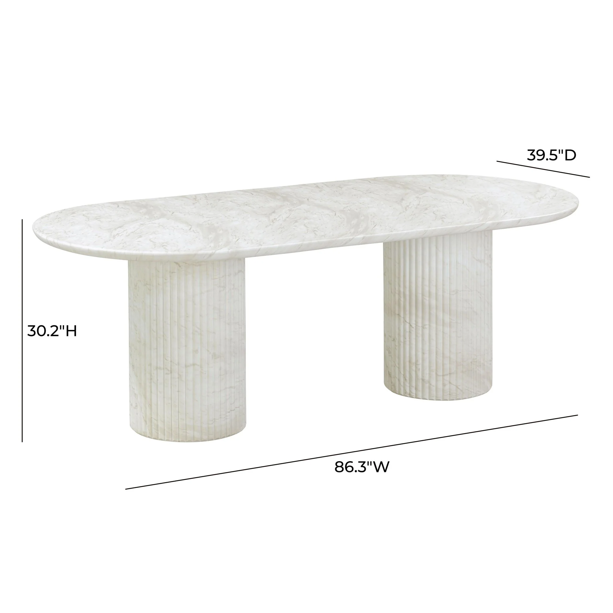 Brut White Marble Pattern Indoor/Outdoor Dining Table - Image 7
