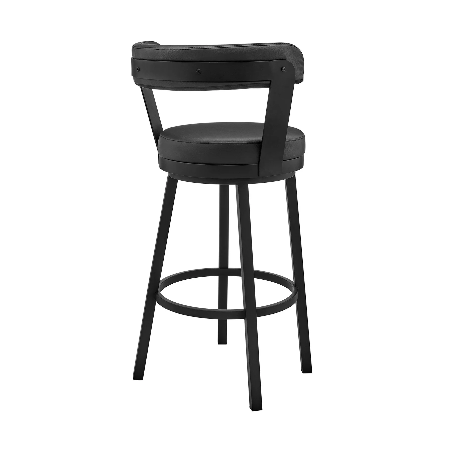 Bryant 26" Counter Height Swivel Bar Stool in Black Finish and Black Faux Leather - Image 4