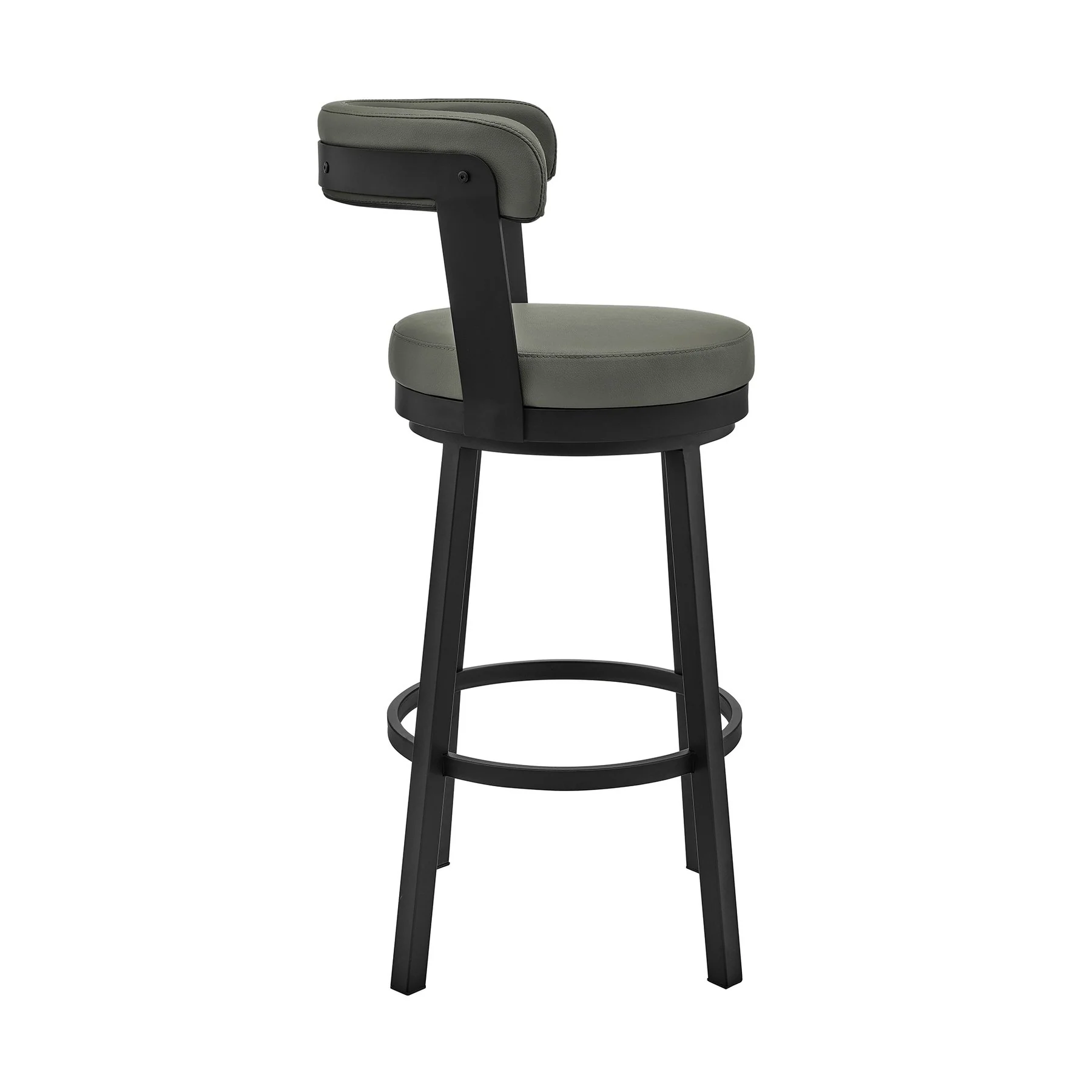 Bryant 26" Counter Height Swivel Bar Stool in Black Finish and Gray Faux Leather - Image 3