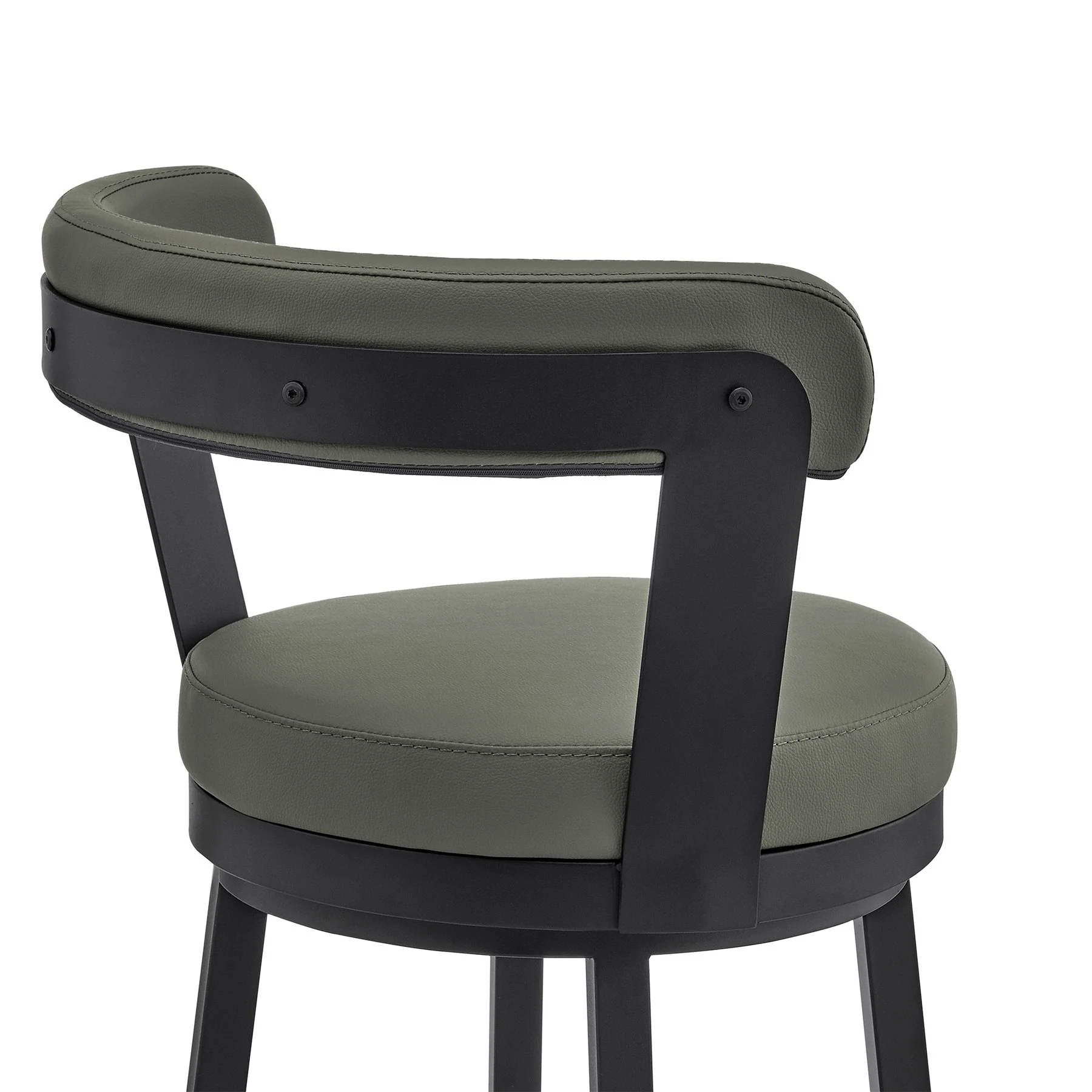 Bryant 26" Counter Height Swivel Bar Stool in Black Finish and Gray Faux Leather - Image 7