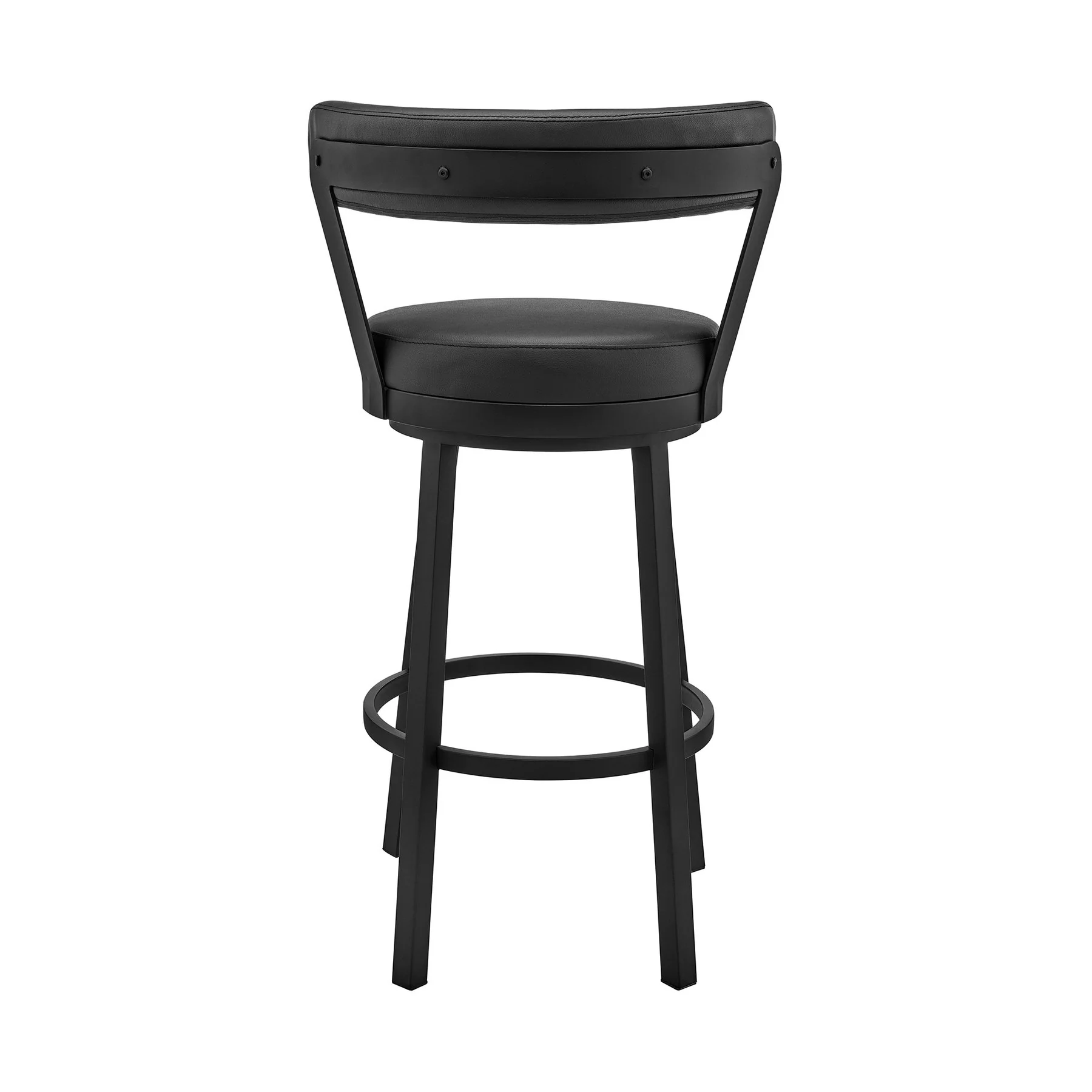 Bryant 30" Bar Height Swivel Bar Stool in Black Finish and Black Faux Leather - Image 5