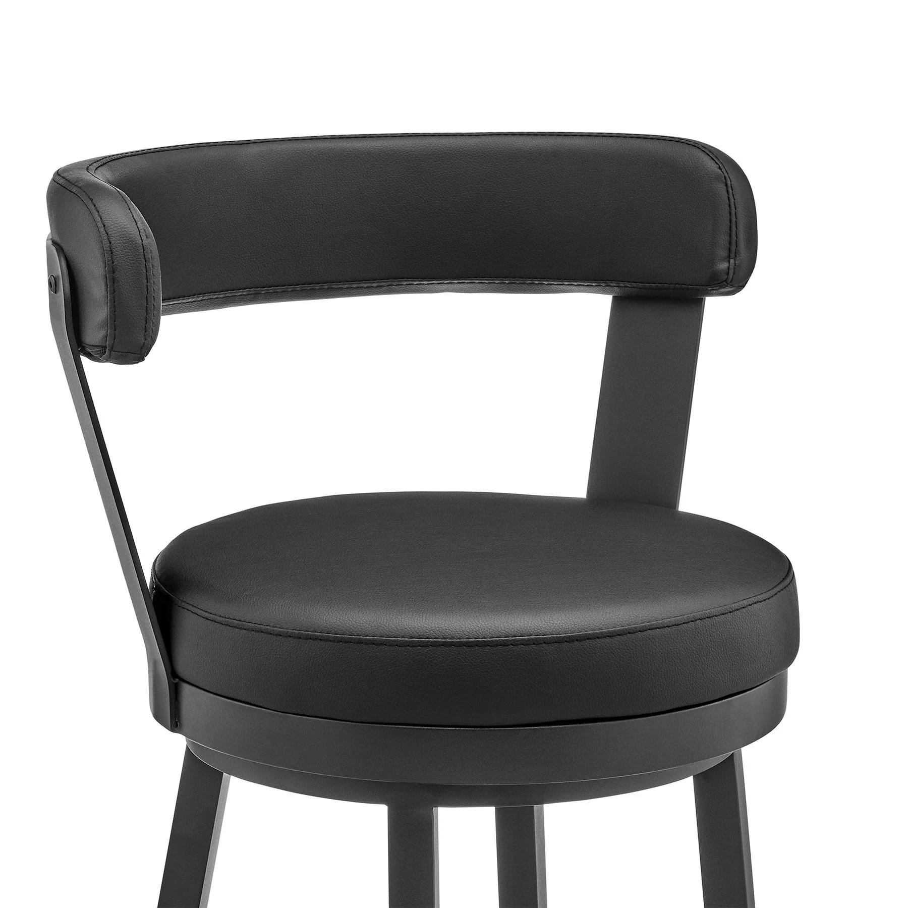 Bryant 30" Bar Height Swivel Bar Stool in Black Finish and Black Faux Leather - Image 6
