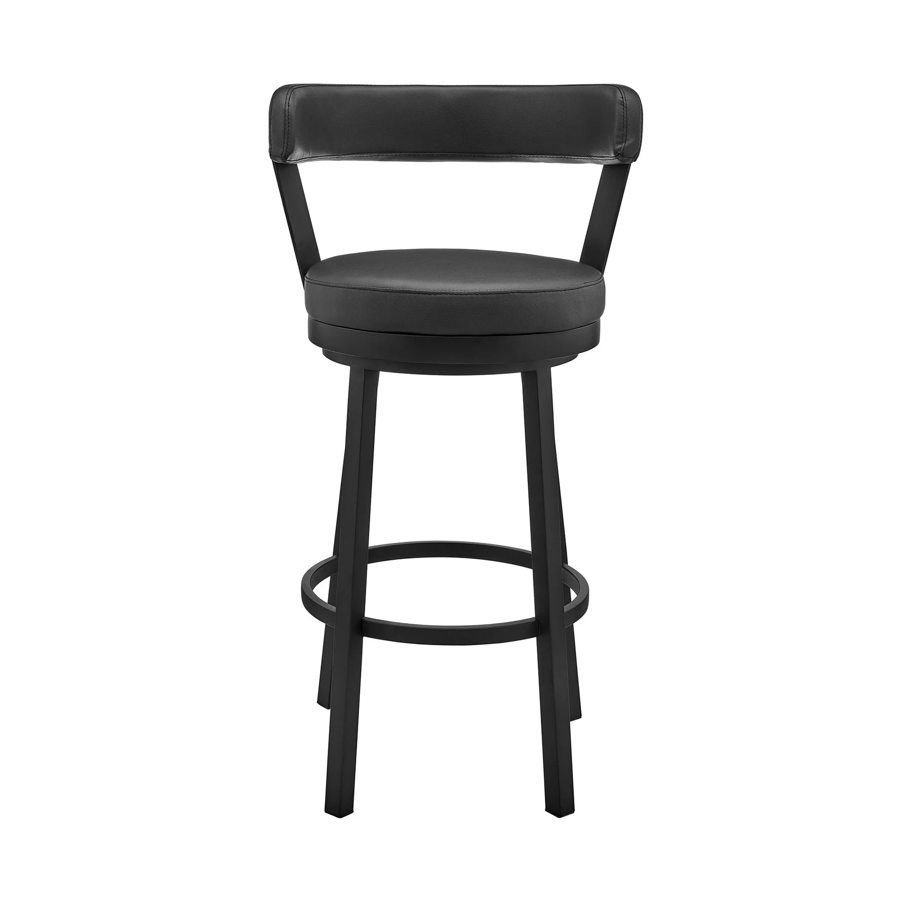 Bryant 30" Bar Height Swivel Bar Stool in Black Finish and Black Faux Leather - Image 2