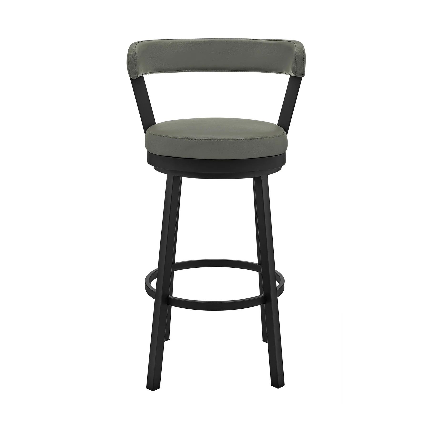Bryant 30" Bar Height Swivel Bar Stool in Black Finish and Gray Faux Leather - Image 2
