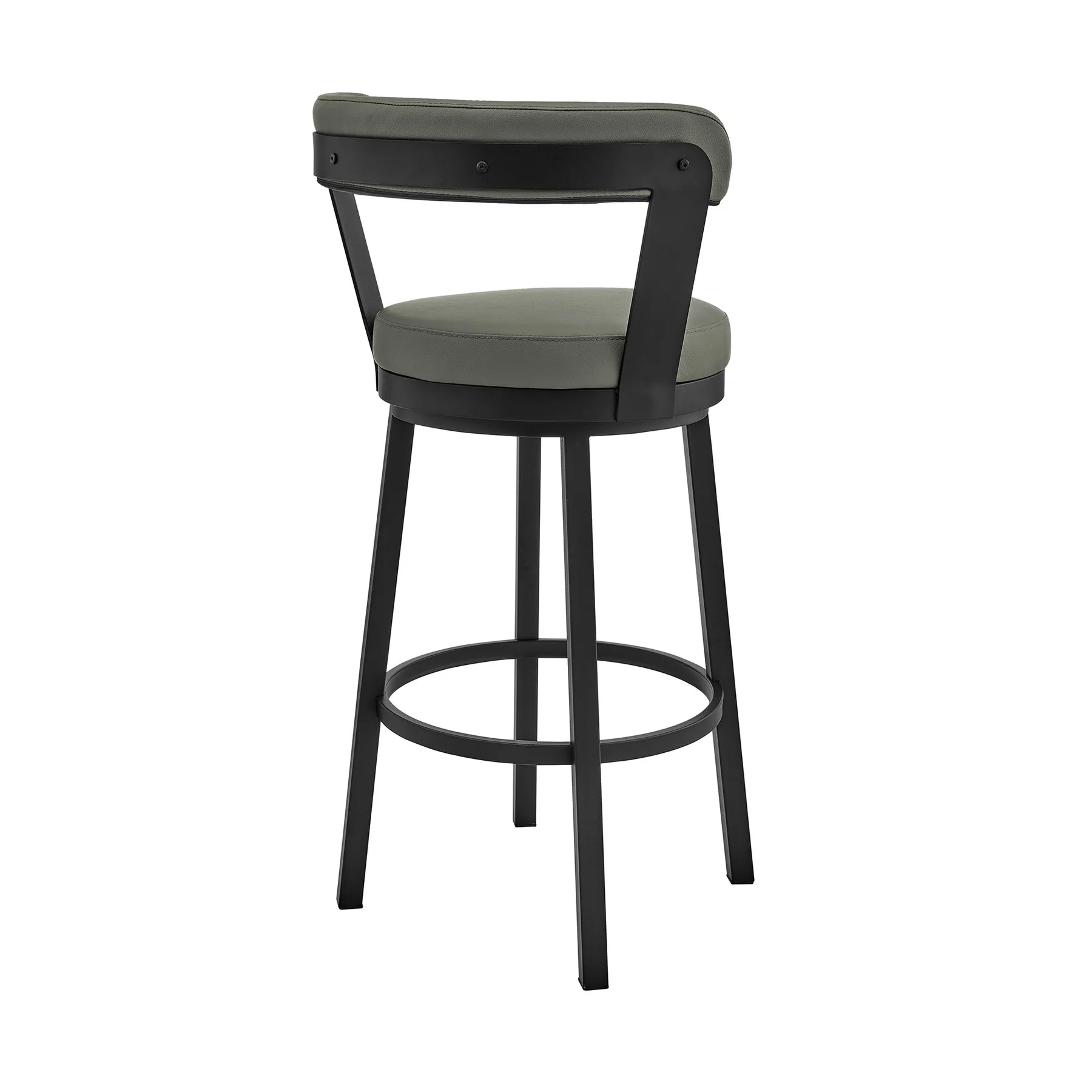 Bryant 30" Bar Height Swivel Bar Stool in Black Finish and Gray Faux Leather - Image 4