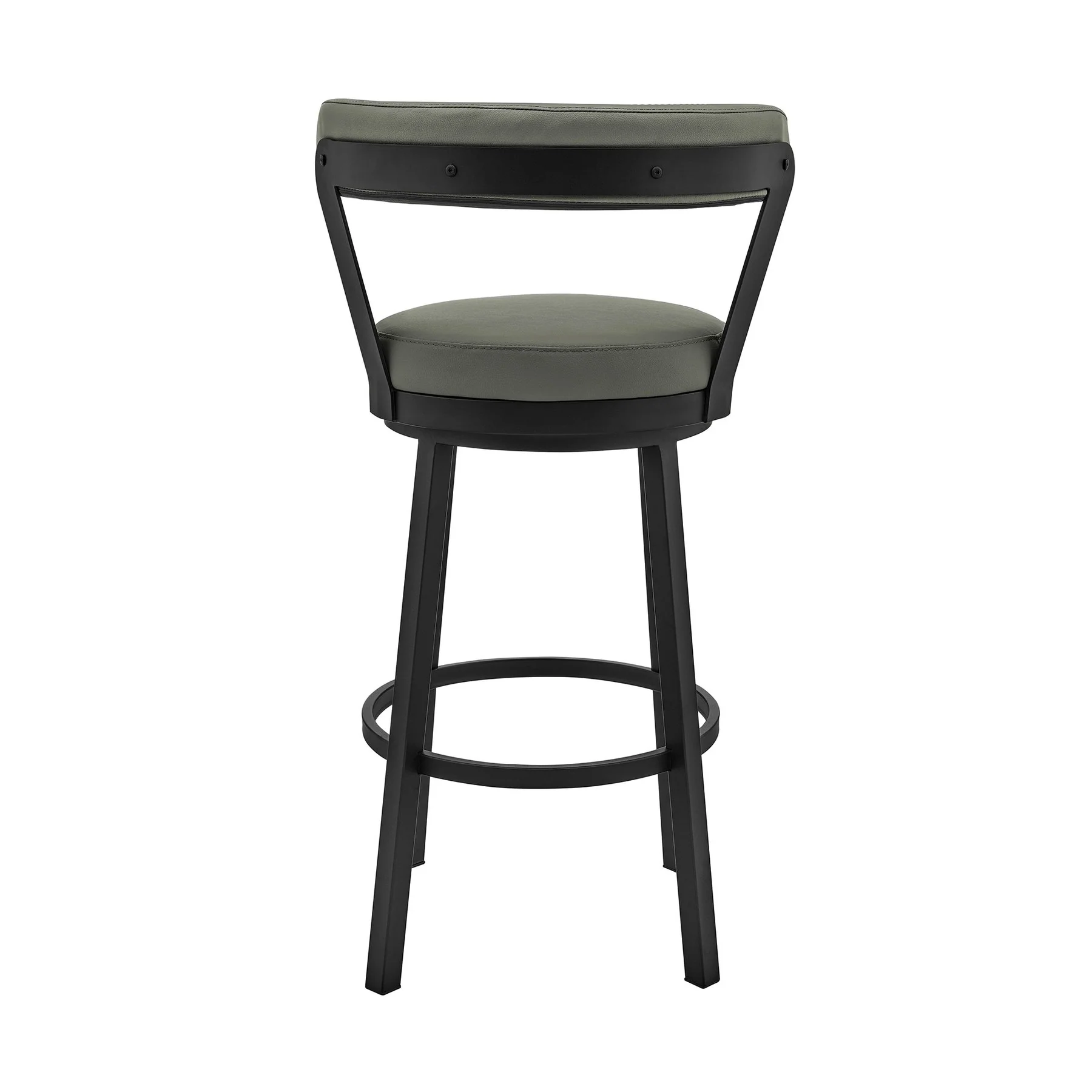 Bryant 30" Bar Height Swivel Bar Stool in Black Finish and Gray Faux Leather - Image 5