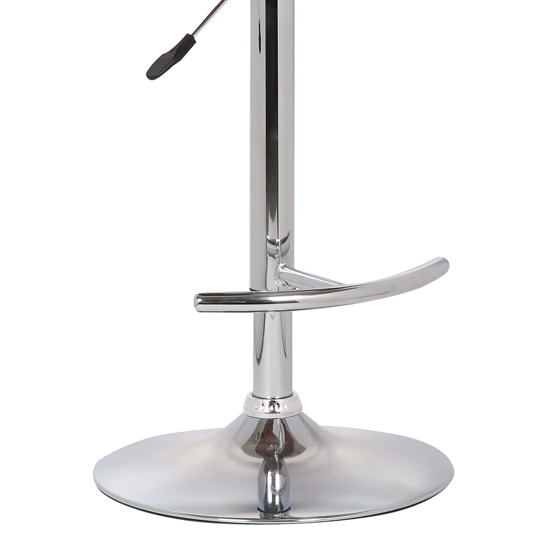 Butterfly Adjustable Height Swivel Black Faux Leather and Walnut Wood Bar Stool with Chrome Base - Image 6