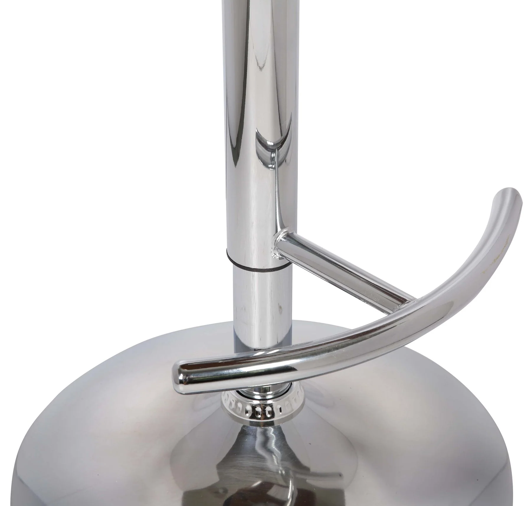 Butterfly Adjustable Height Swivel Black Faux Leather and Walnut Wood Bar Stool with Chrome Base - Image 7