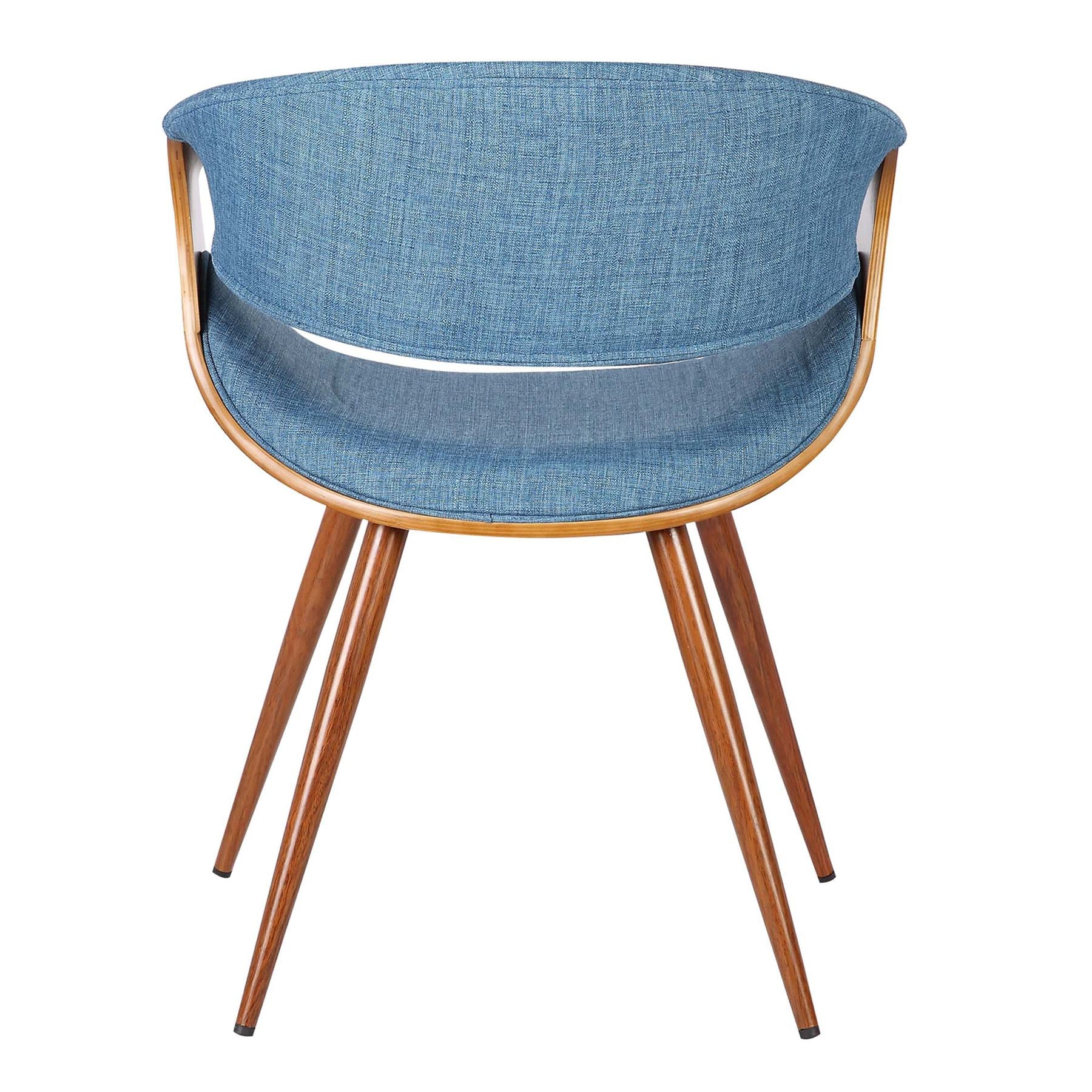 Butterfly Mid-Century Dining Chair in Walnut Finish and Blue Fabric - Image 4