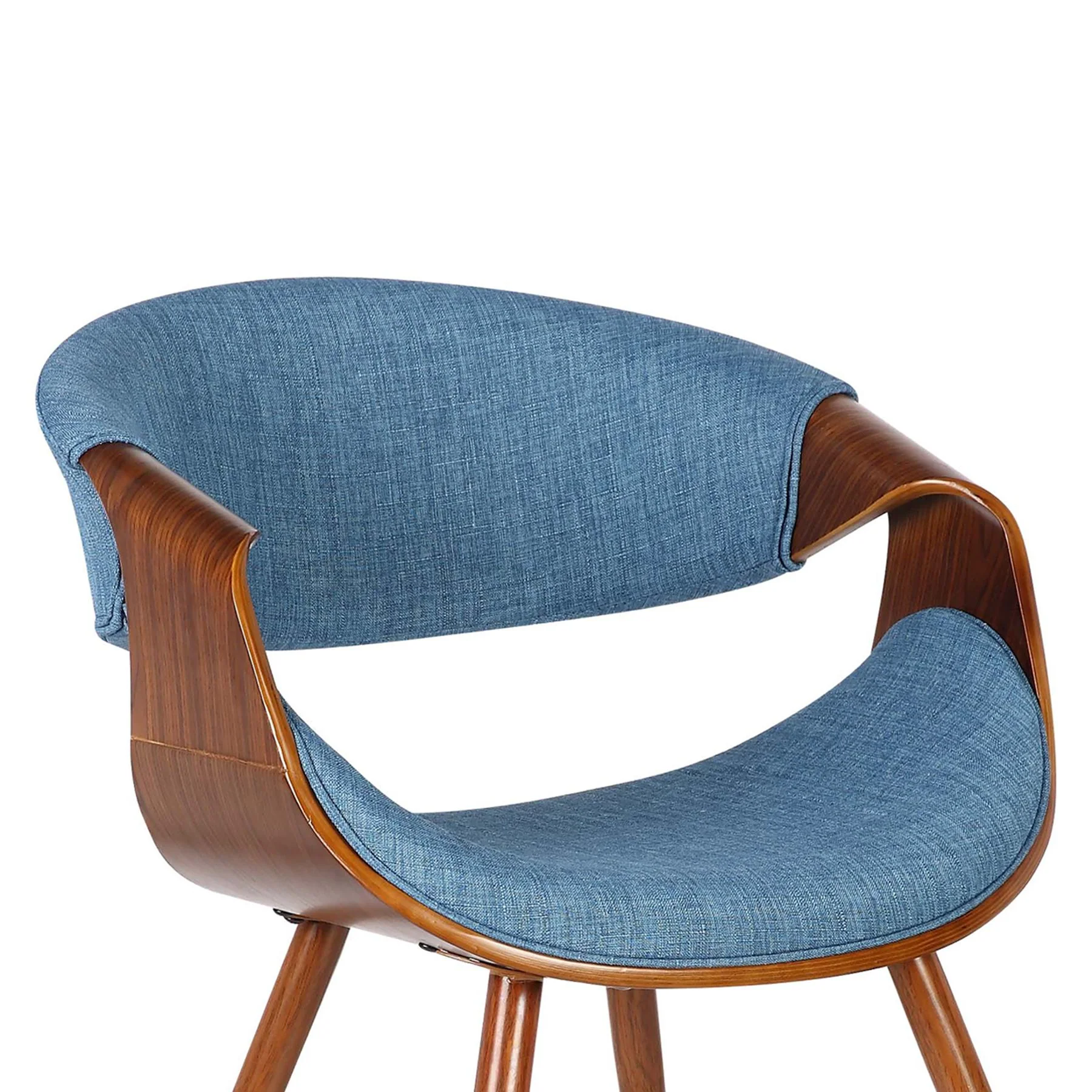 Butterfly Mid-Century Dining Chair in Walnut Finish and Blue Fabric - Image 5