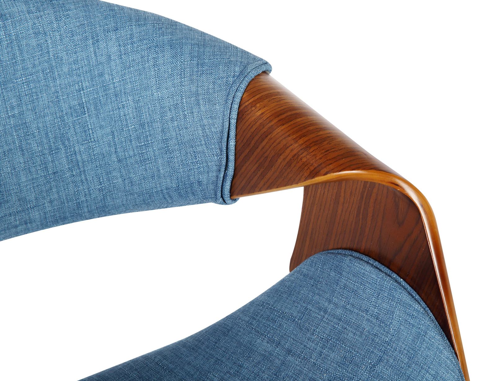 Butterfly Mid-Century Dining Chair in Walnut Finish and Blue Fabric - Image 6
