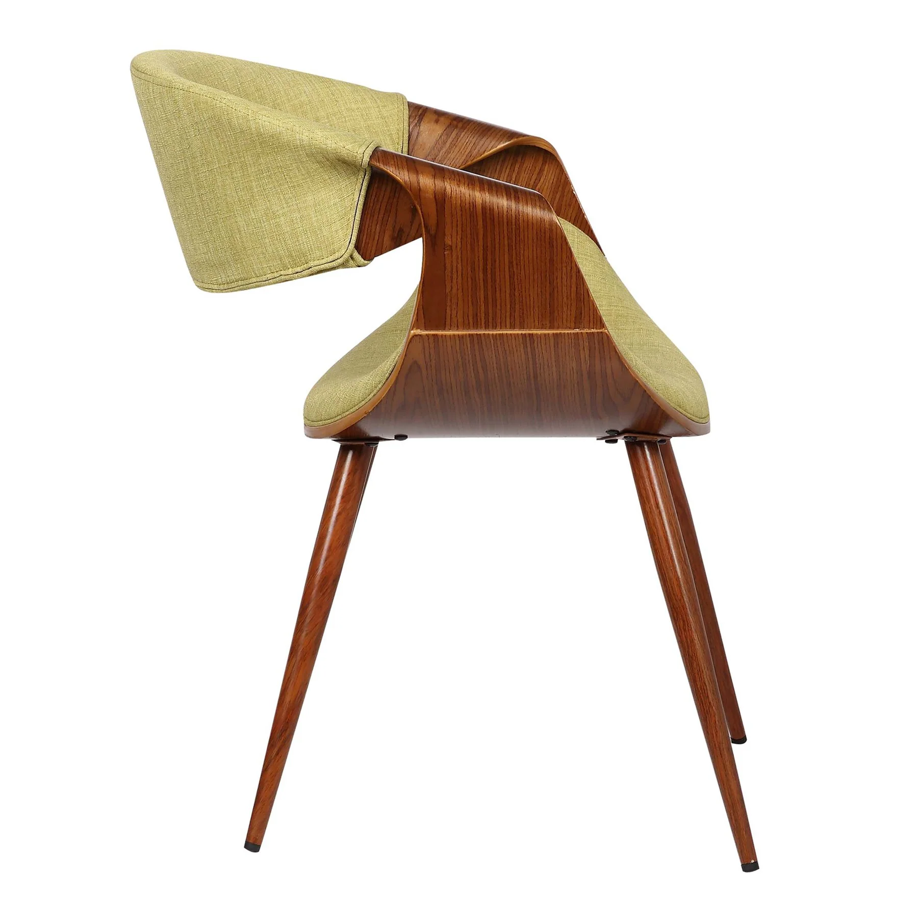 Butterfly Mid-Century Dining Chair in Walnut Finish and Green Fabric - Image 3