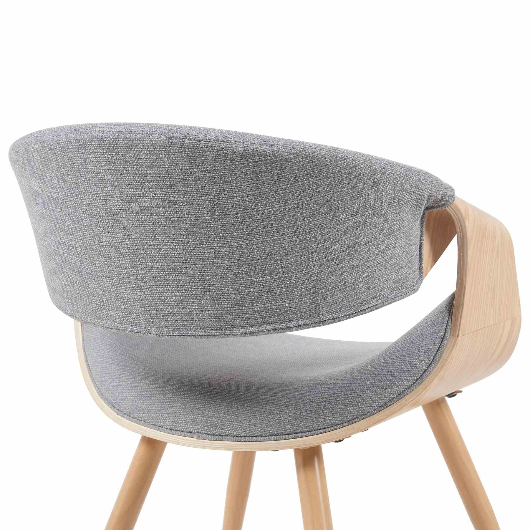 Butterfly Mid-Century Upholstered Dining Chair in Grey and Patterned Oak Finish - Image 5