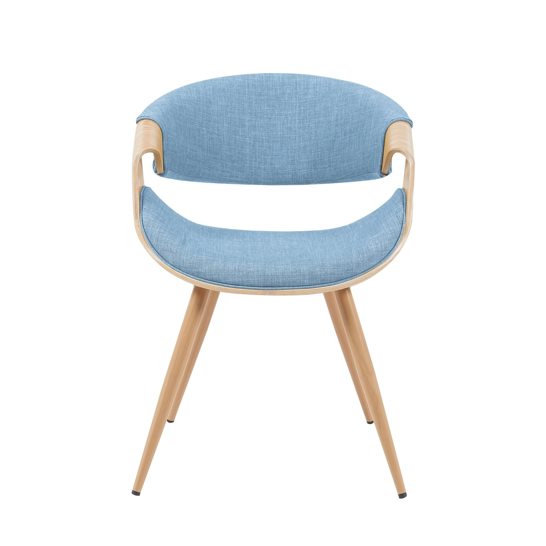 Butterfly Mid-Century Upholstered Dining Chair in Light Blue and Patterned Oak Finish - Image 2