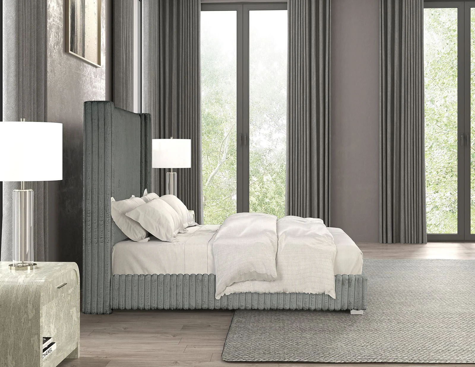 Cadwell E.King Bed, Gray - Image 3