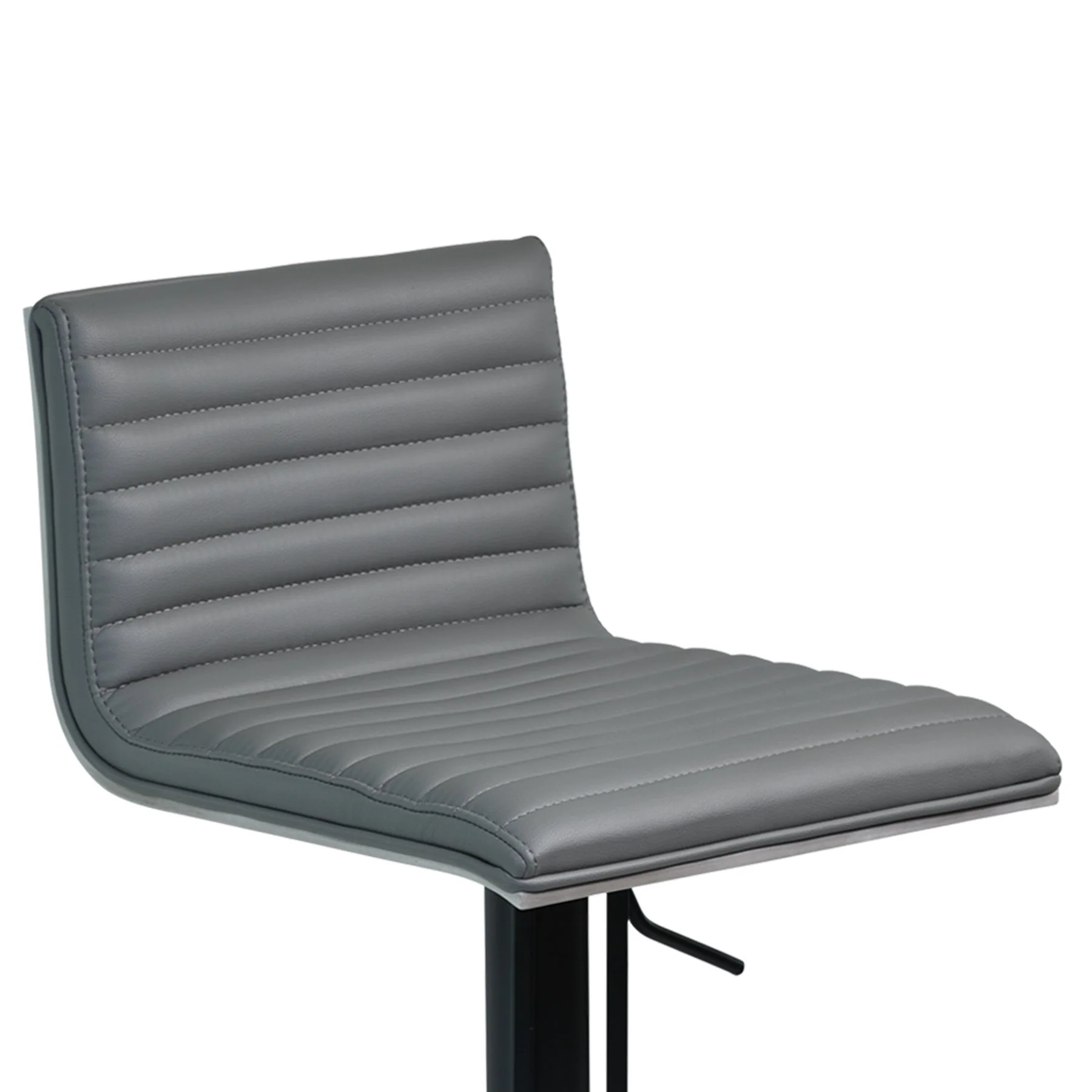 Café Adjustable Height Swivel Gray Faux Leather and Gray Walnut Wood Bar Stool with Black Metal Base - Image 5