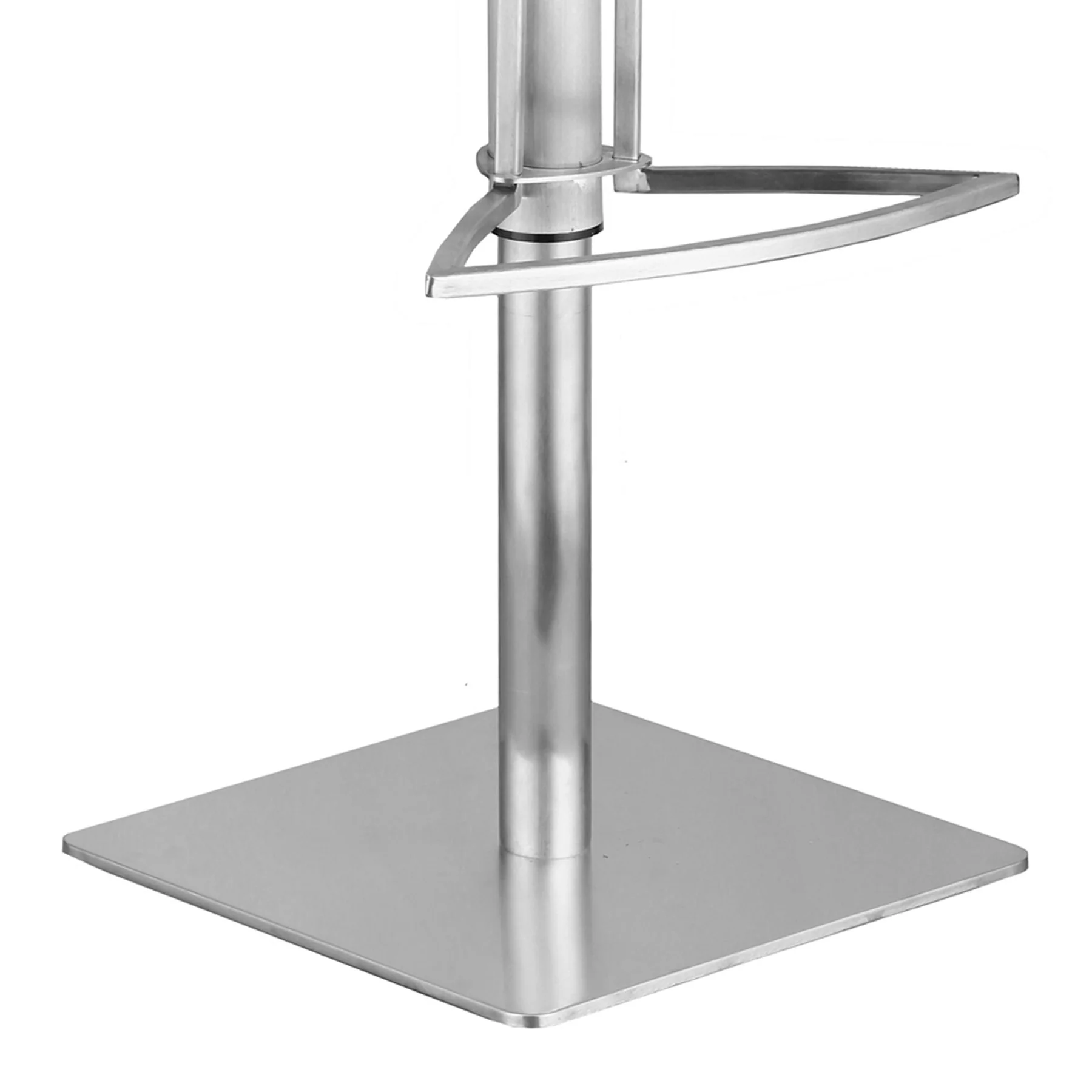 Café Adjustable Height Swivel Gray Faux Leather and Walnut Wood Bar Stool with Brushed Stainless Steel Base - Image 6