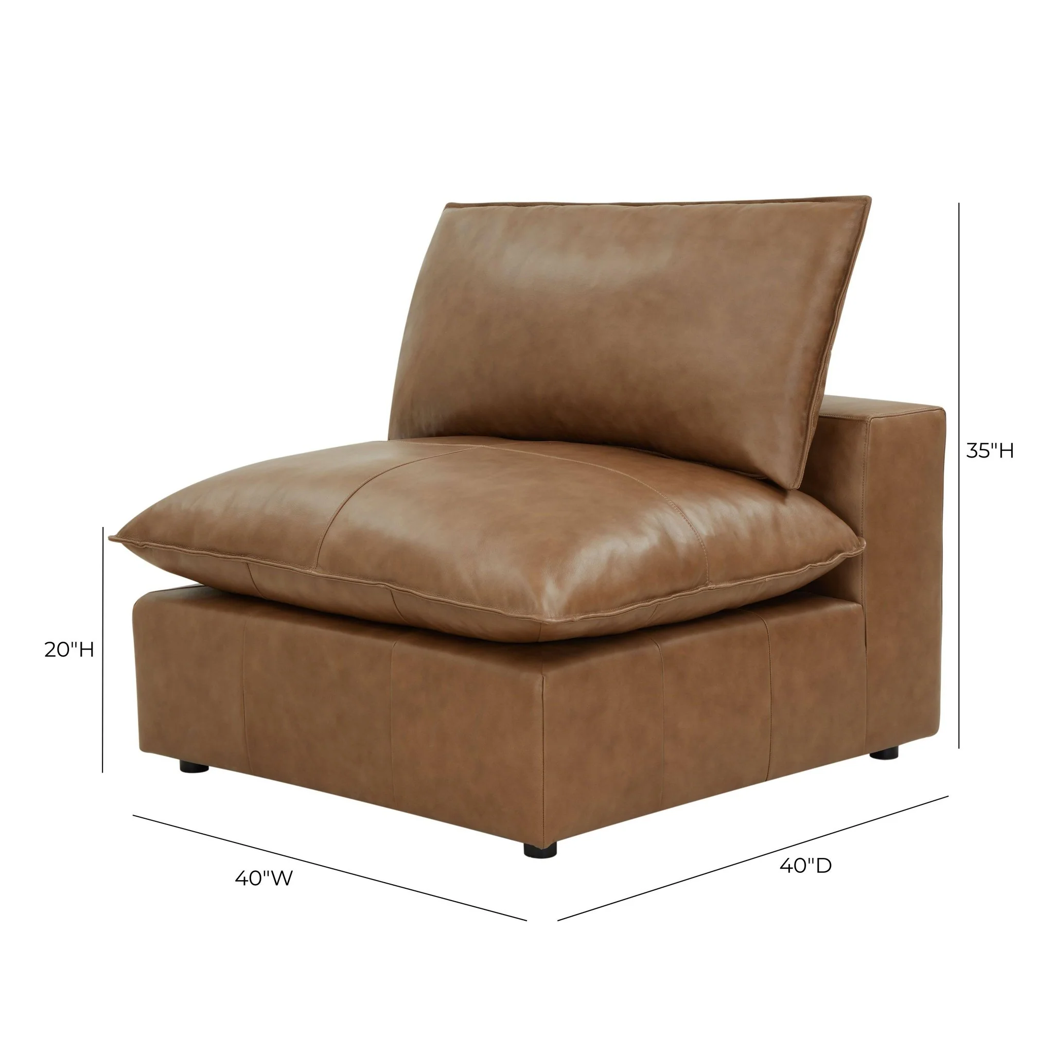 Cali Brown Leather Armless Chair - Image 6
