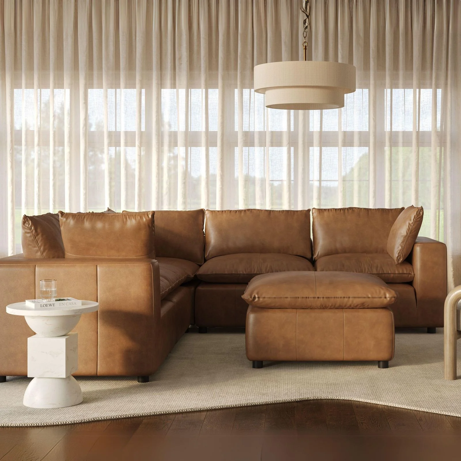 Cali Brown Leather Modular L-Sectional - Image 2
