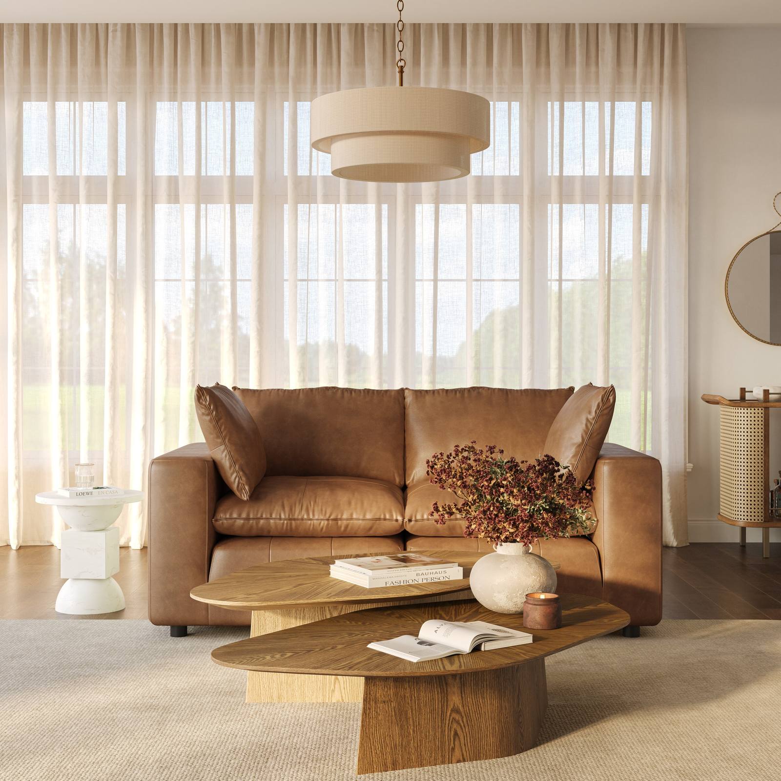 Cali Brown Leather Modular Loveseat - Image 2
