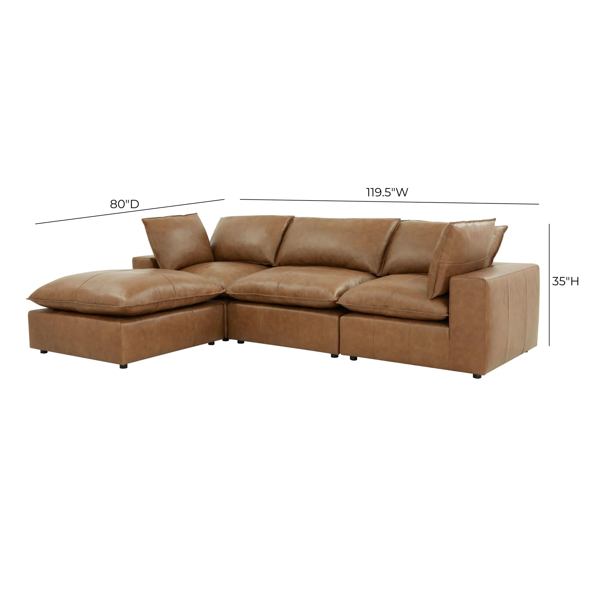 Cali Brown Leather Modular Sofa - Image 41
