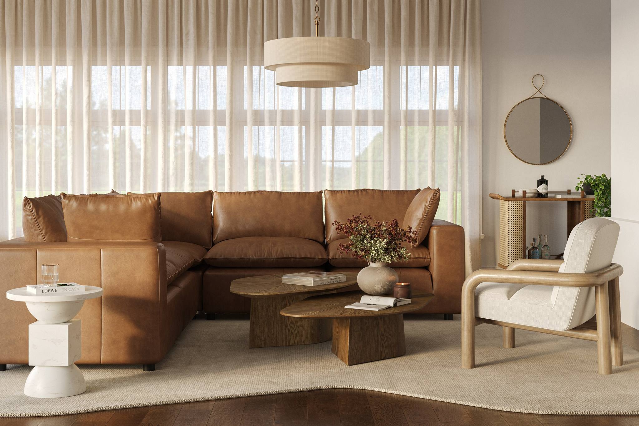 Cali Brown Leather Modular Sofa - Image 47