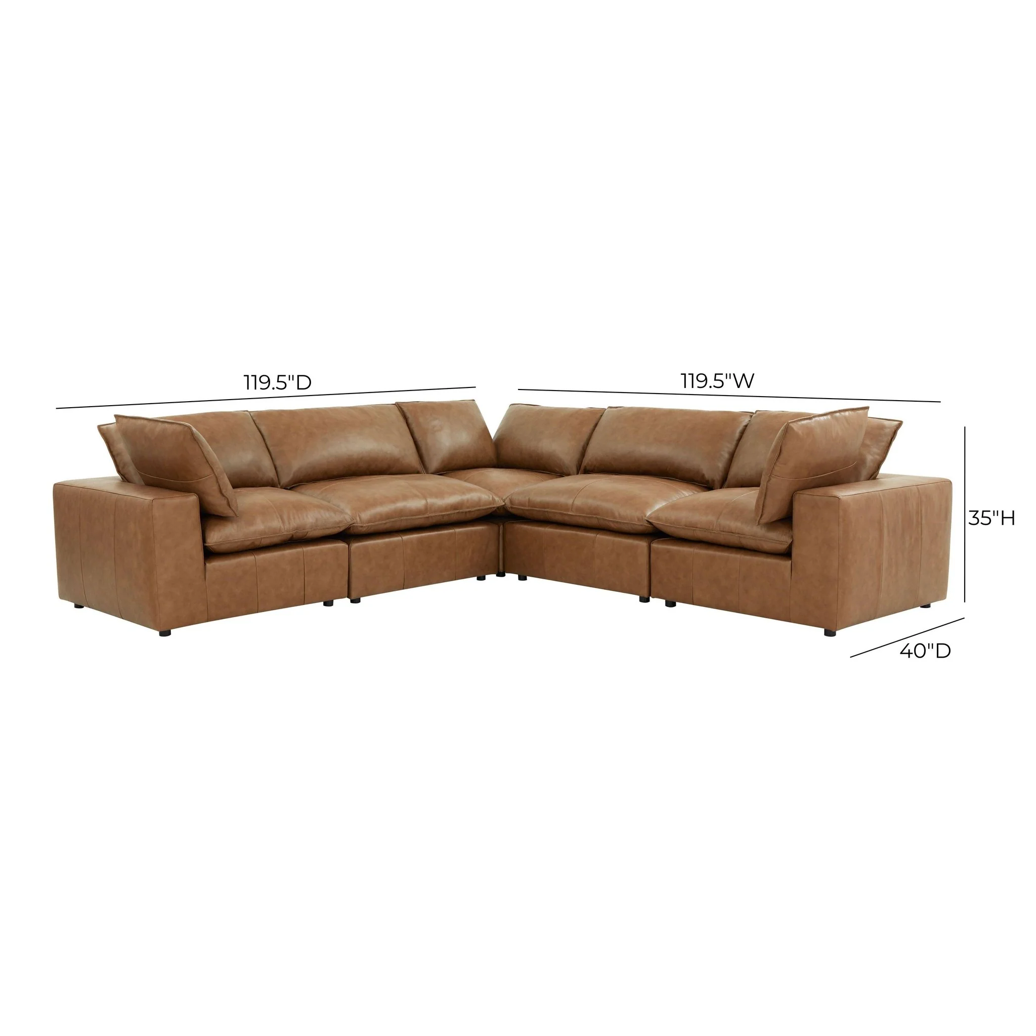Cali Brown Leather Modular Sofa - Image 45