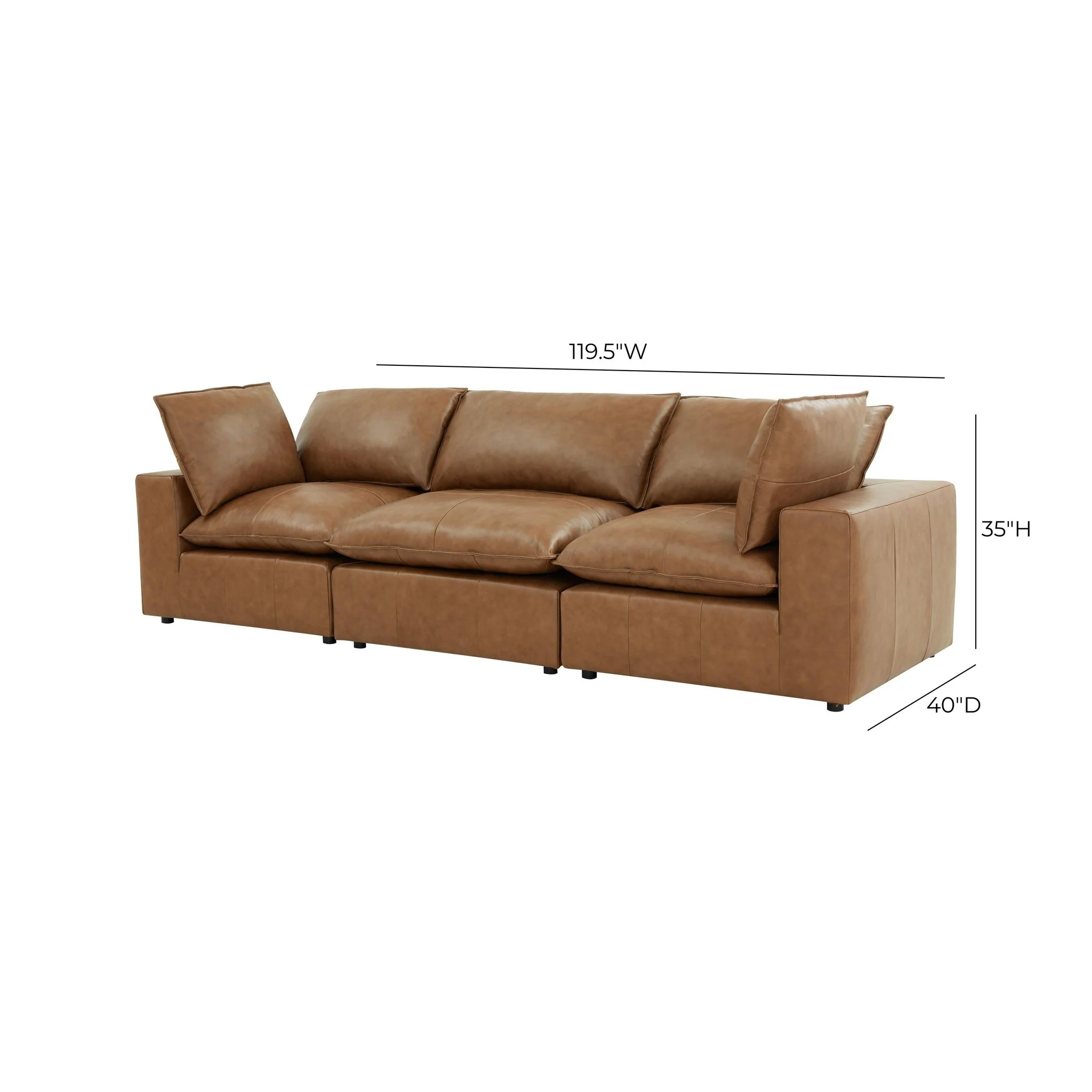 Cali Brown Leather Modular Sofa - Image 6