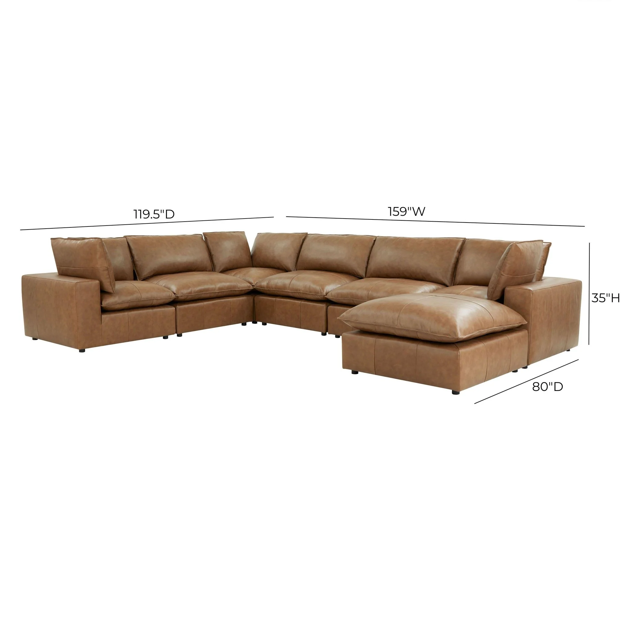Cali Brown Leather Modular Sofa - Image 46